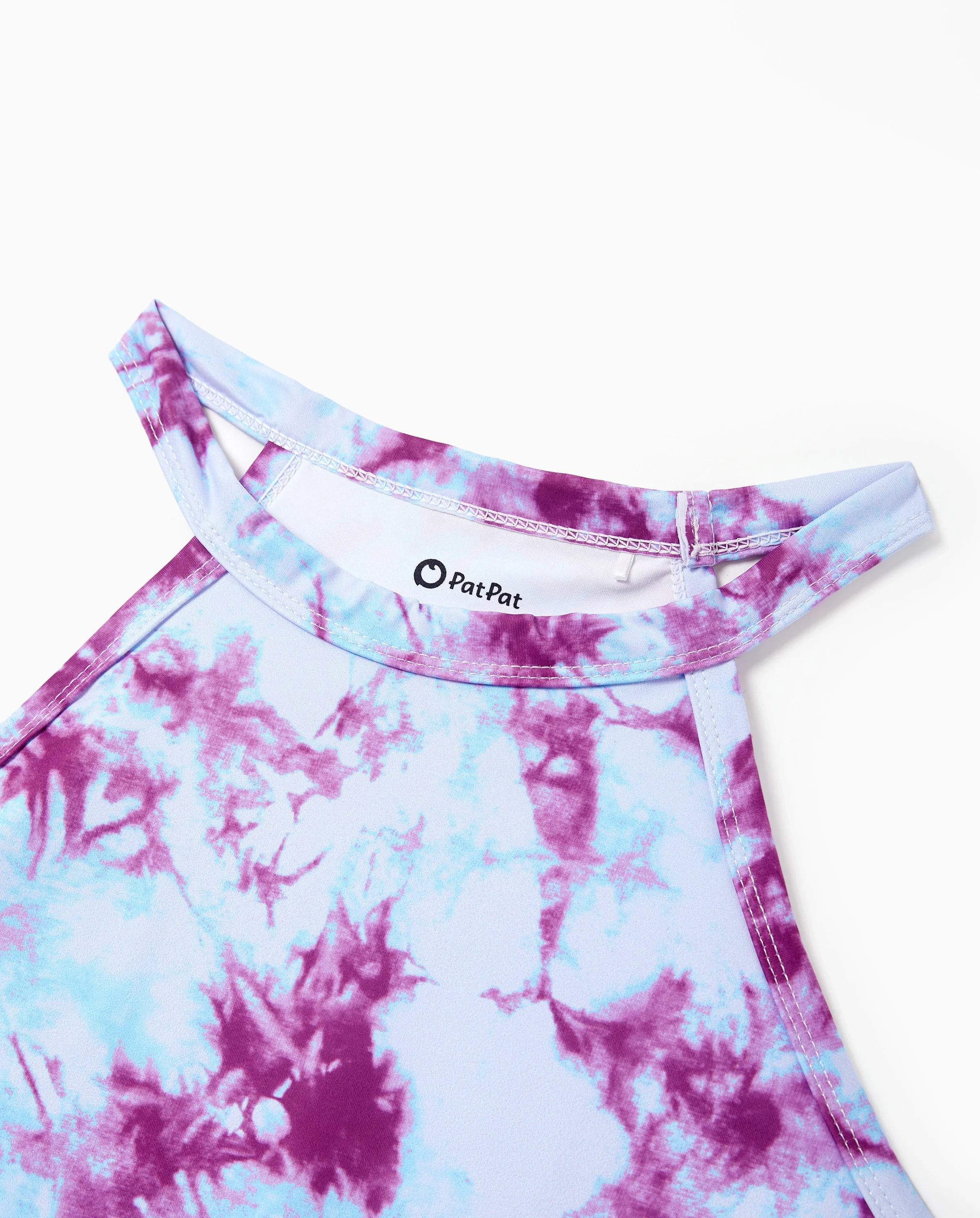 Matching Mommy and Me Tie Dye Skirt Set Halter Crop Top & Flowy Skirt Outfit, Cute Summer Twinning Looks for Vacation & Photos Purple - Image 5