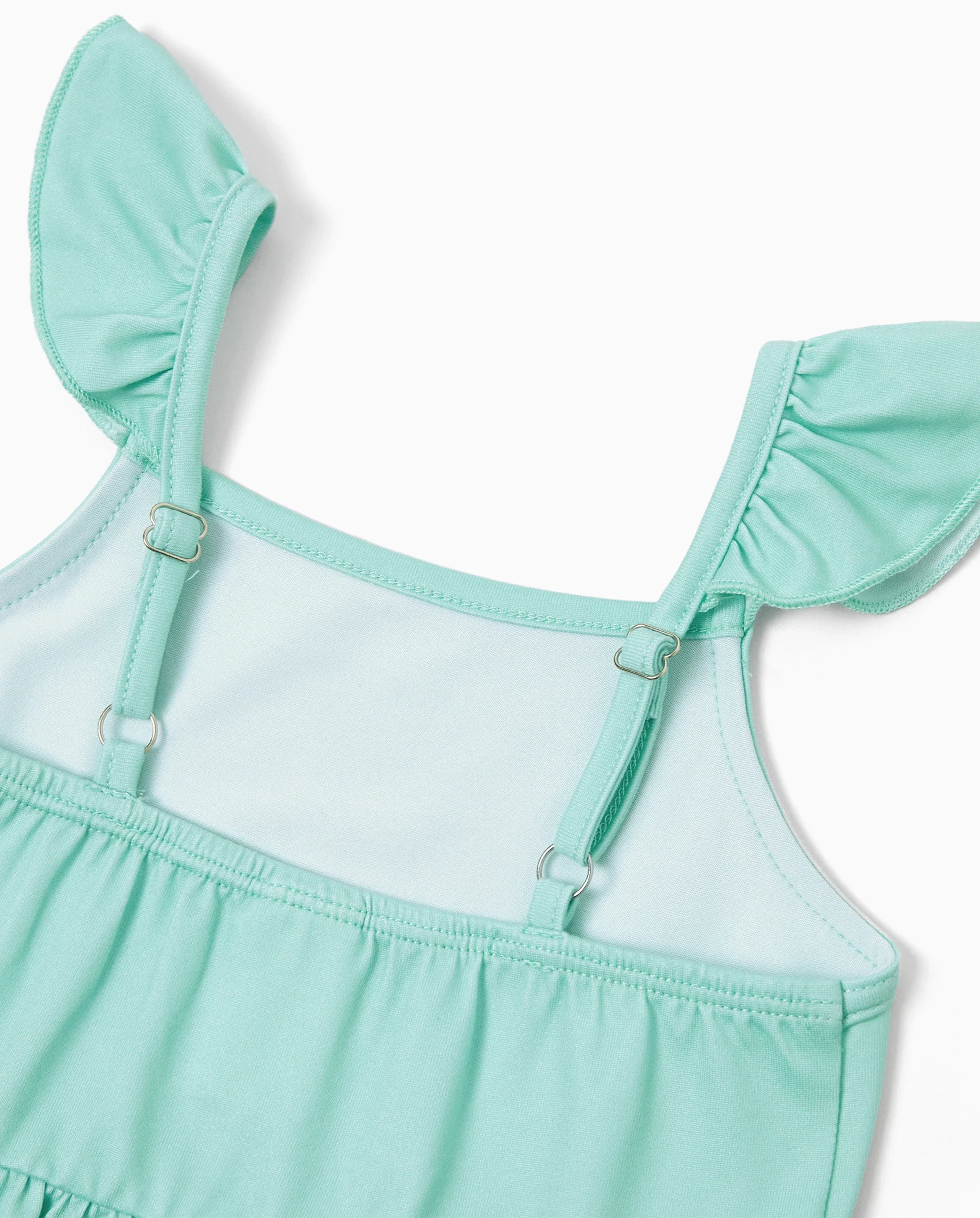 Mommy and Me Casual Flower Print Sleeveless Strappy Dresses Light Green - Image 6