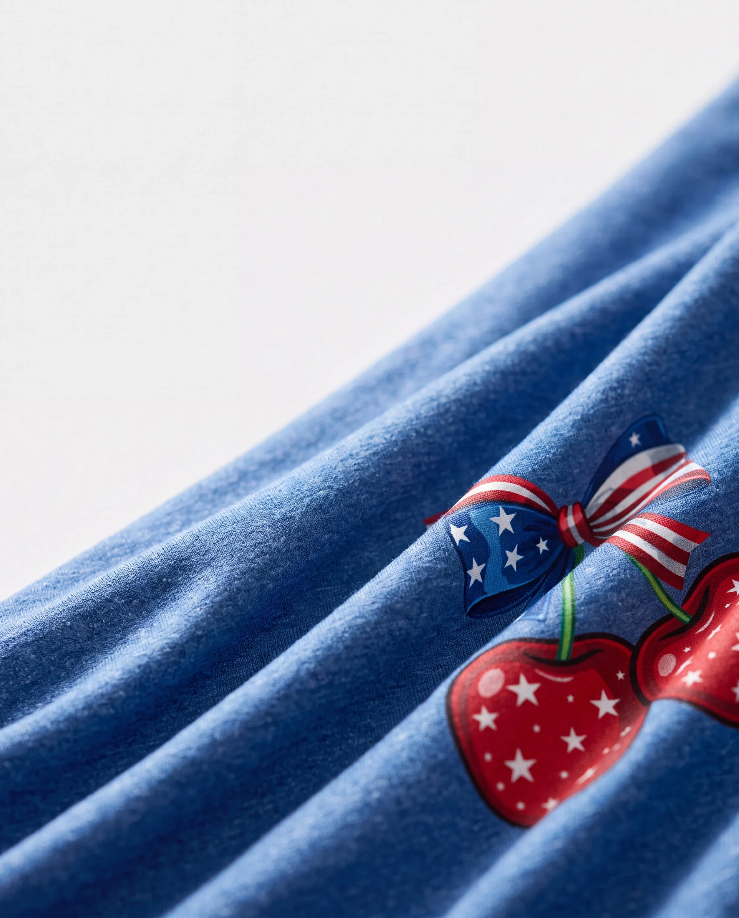 Independence Day Mommy and Me Patriotic Cherry Print Casual Sleeveless Dress Blue - Image 5