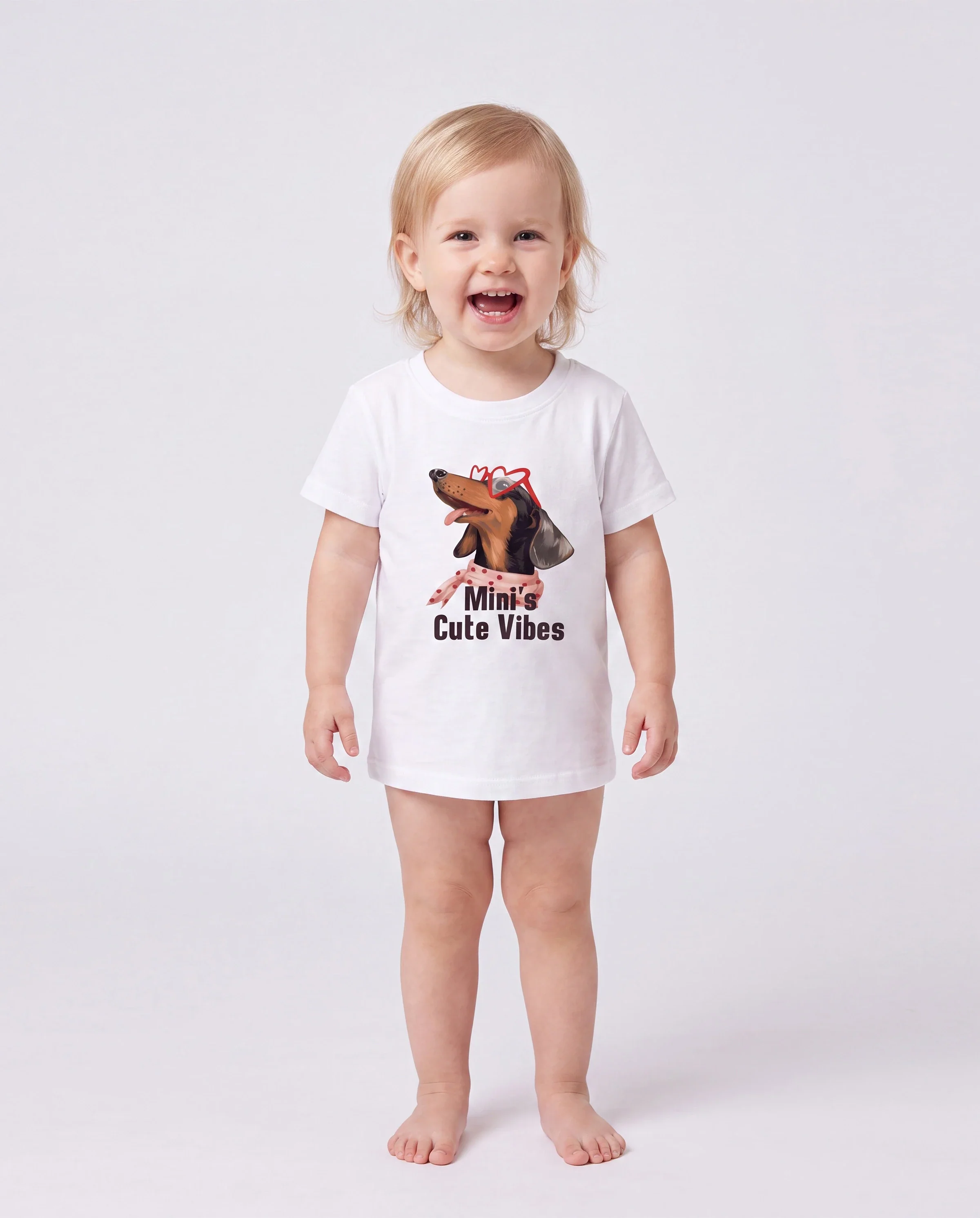 Mommy and Me Dachshund Graphic Tees "Mom's Cool Vibes" Matching Cotton Doggy Print T-Shirt White - Image 3