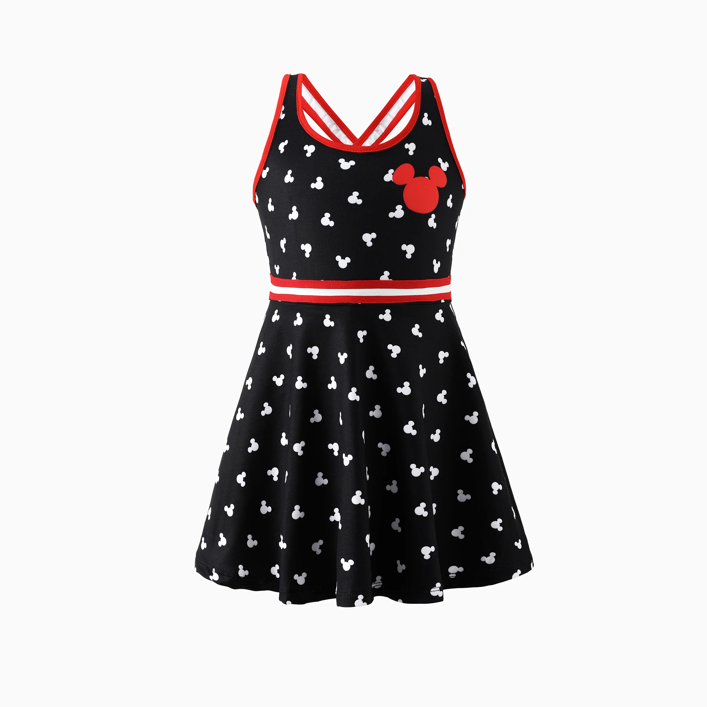 Disney Mickey and Friends Mommy and Me Family matching 1pc Mickey Mouse Allover Print Sporty Dress/Cotton Top /RomperExpression Casual Suits Family Set 3pcs Cotton Unisex Black - Image 6