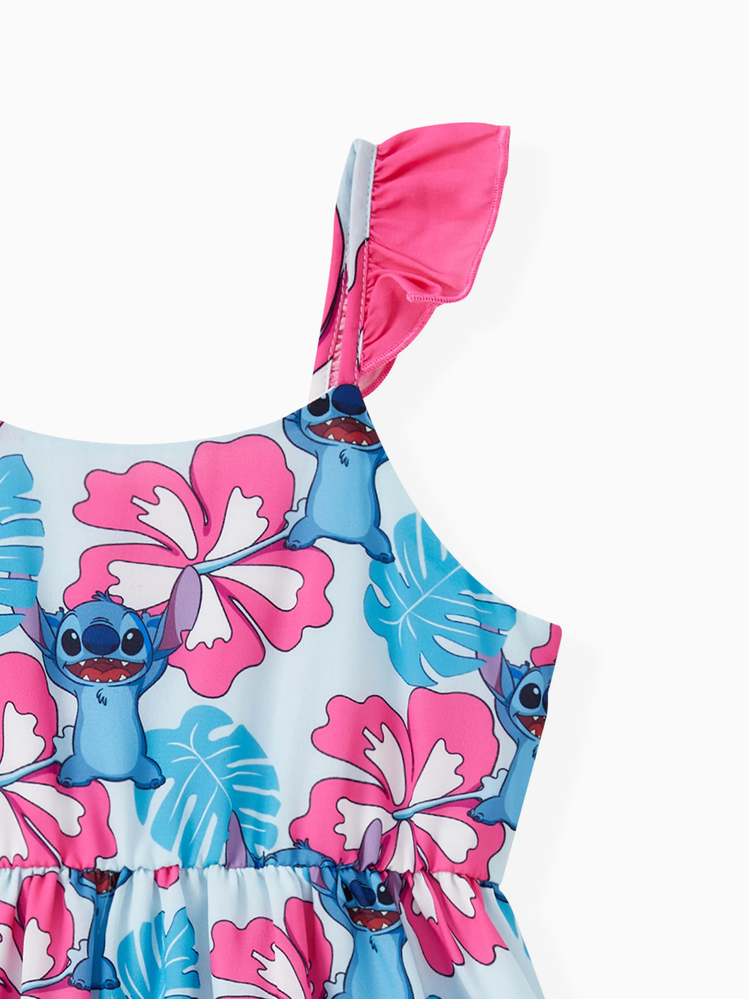 Disney Stitch Mommy and Me Family Matching Naia™ Stitch and Hawaii Style Floral Print Sleeveless Dress/Onesie/Shirt Multi-color - Image 10