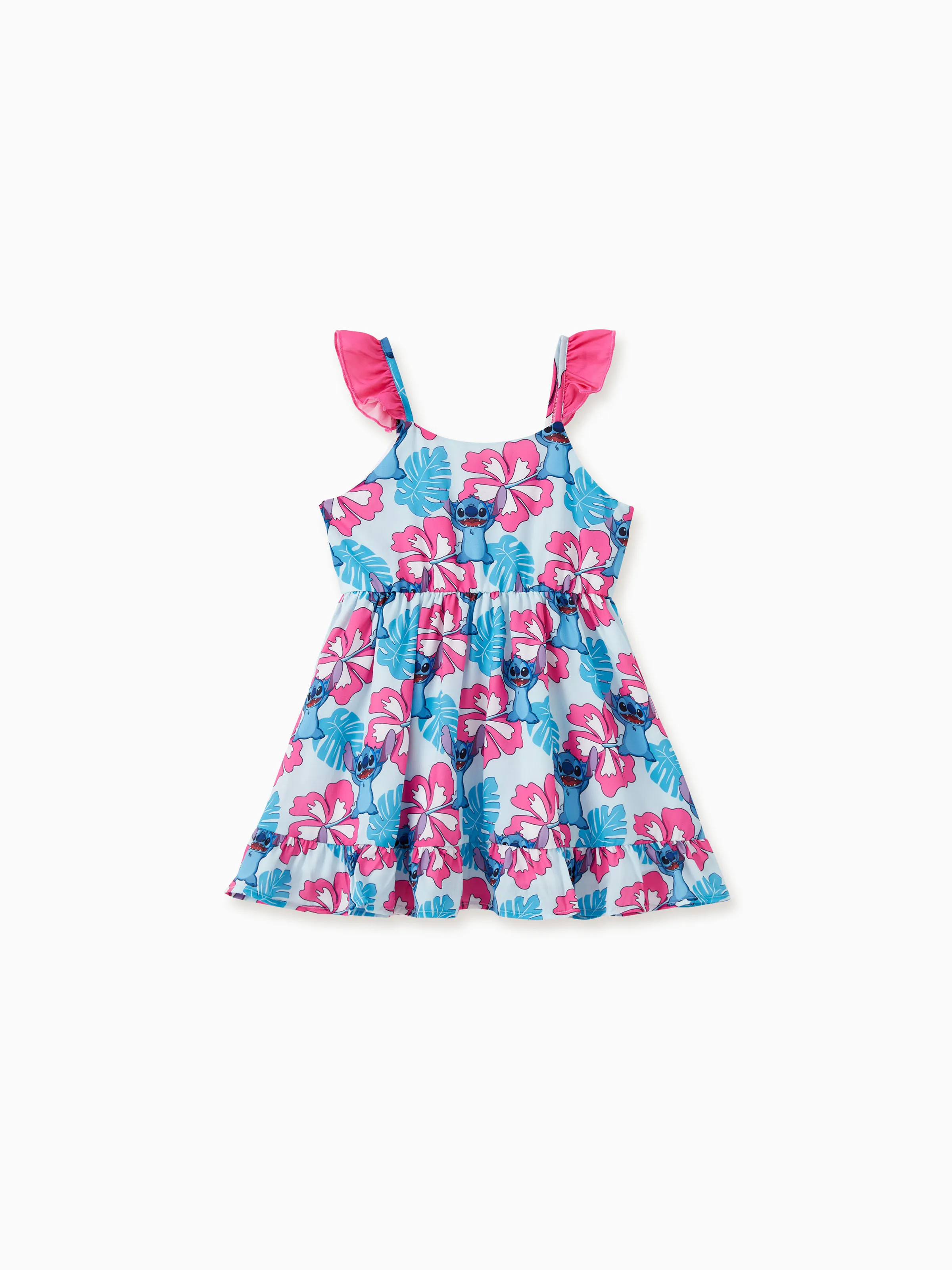 Disney Stitch Mommy and Me Family Matching Naia™ Stitch and Hawaii Style Floral Print Sleeveless Dress/Onesie/Shirt Multi-color - Image 8