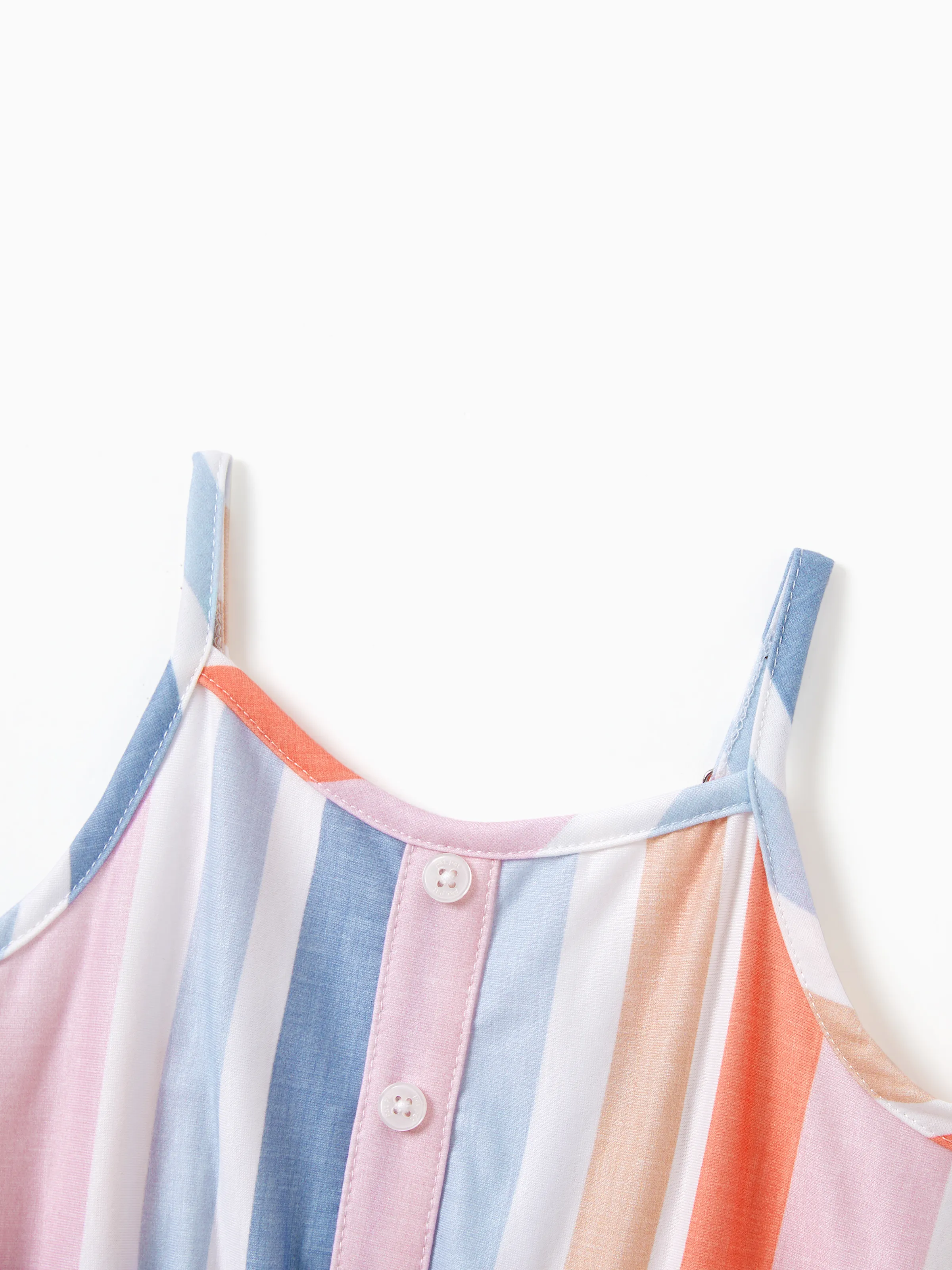 Mommy and Me Family Matching Blue Short-sleeve Tee or Colorful Stripe Camisole Dress Multi-color - Image 11