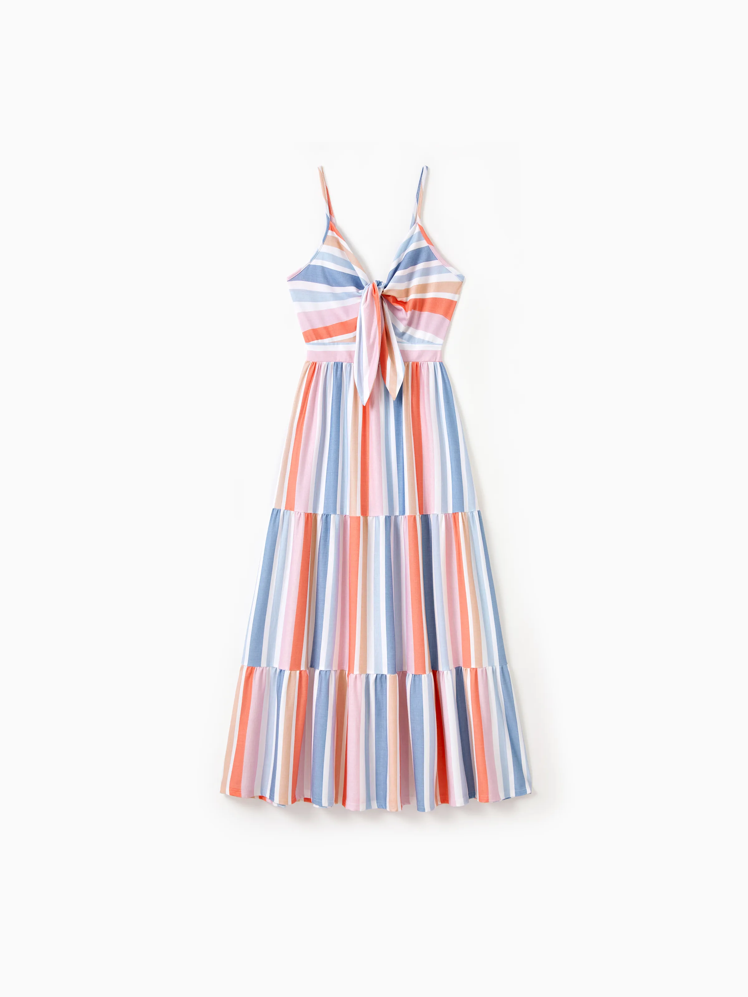 Mommy and Me Family Matching Blue Short-sleeve Tee or Colorful Stripe Camisole Dress Multi-color - Image 5