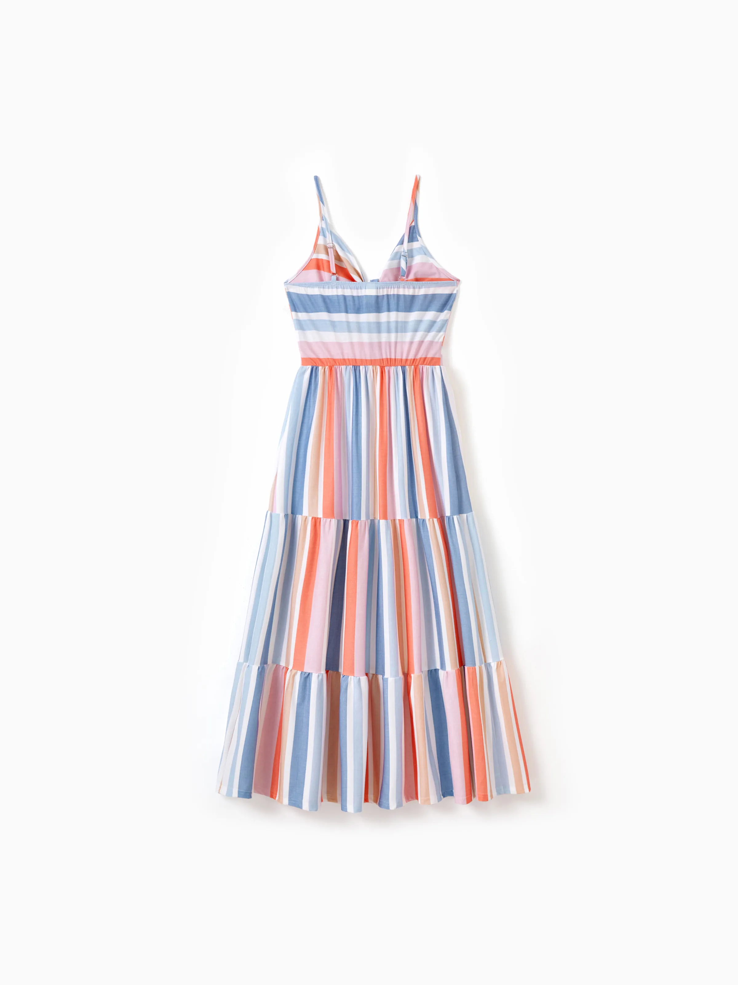 Mommy and Me Family Matching Blue Short-sleeve Tee or Colorful Stripe Camisole Dress Multi-color - Image 6
