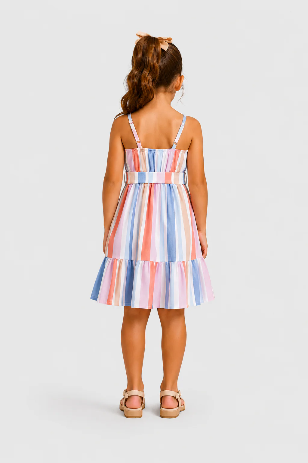 Mommy and Me Family Matching Blue Short-sleeve Tee or Colorful Stripe Camisole Dress Multi-color - Image 8