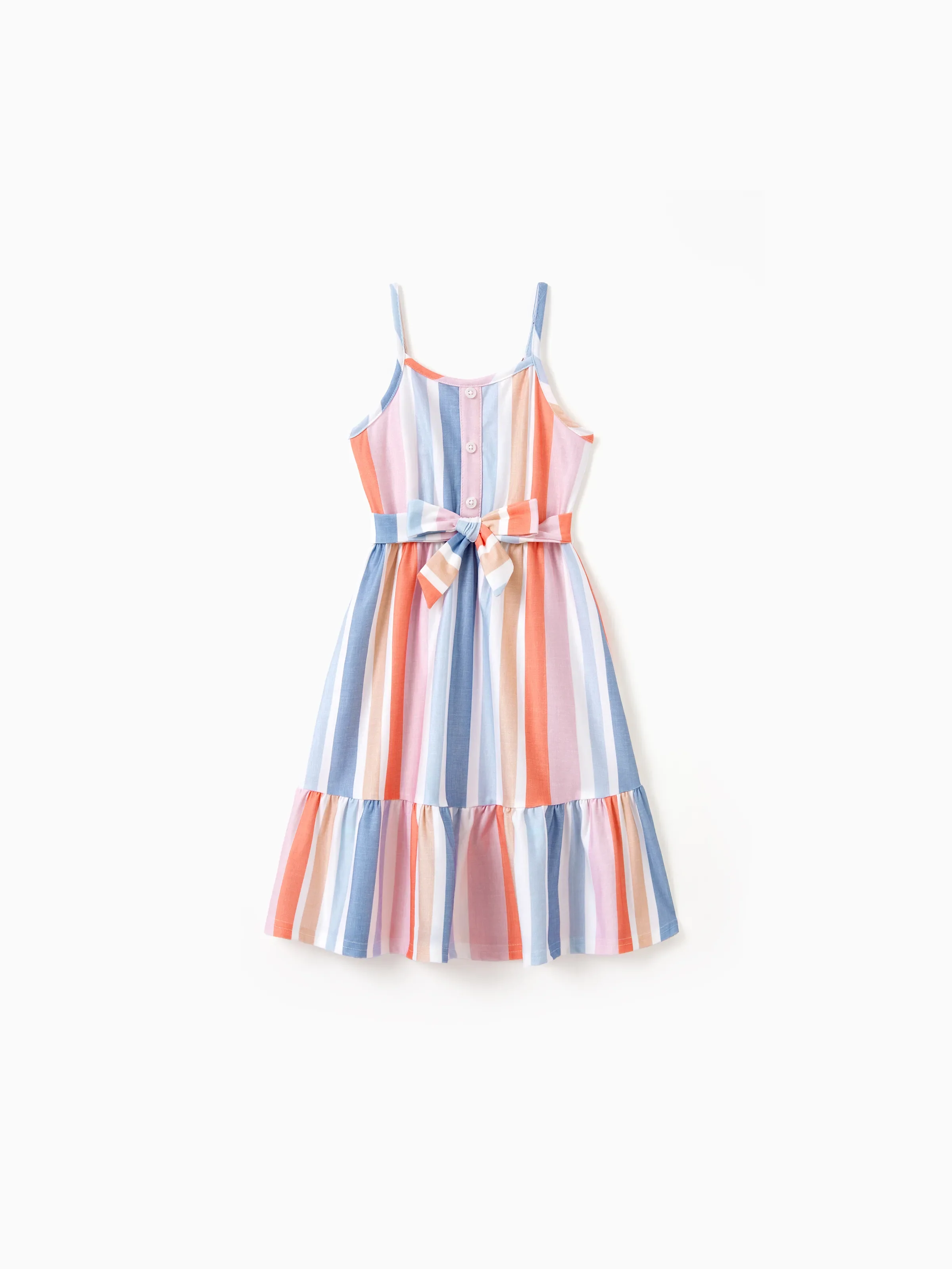 Mommy and Me Family Matching Blue Short-sleeve Tee or Colorful Stripe Camisole Dress Multi-color - Image 9