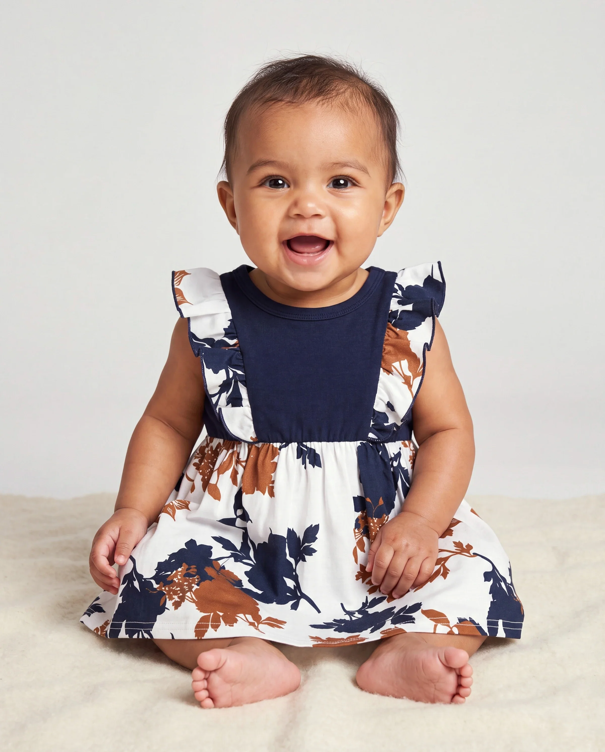 Mommy and Me Family Matching Casual Dress Solid Color, Fabric Stitching royalblue - Image 4