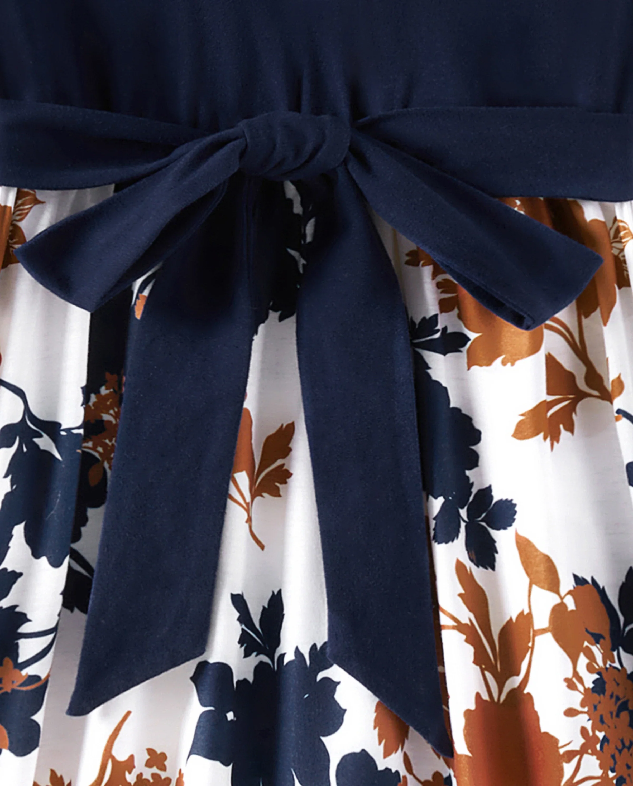 Mommy and Me Family Matching Casual Dress Solid Color, Fabric Stitching royalblue - Image 7