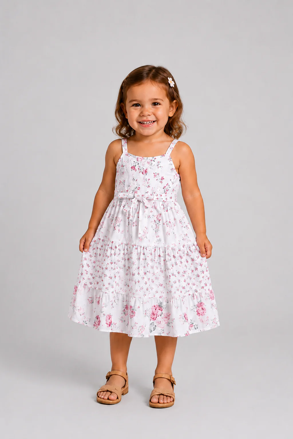 Mommy and Me Family Matching Outfits Set Solid Color Short-sleeve Polo Collar Shirt or Flower Print Hollow out Dress Pink - Image 10