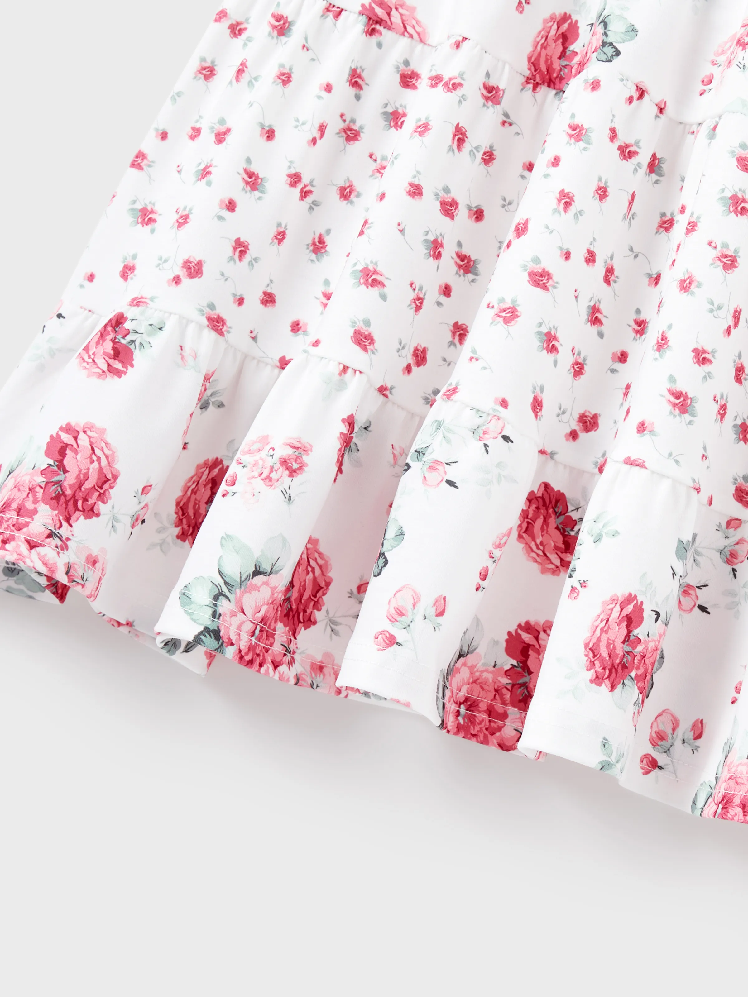 Mommy and Me Family Matching Outfits Set Solid Color Short-sleeve Polo Collar Shirt or Flower Print Hollow out Dress Pink - Image 16