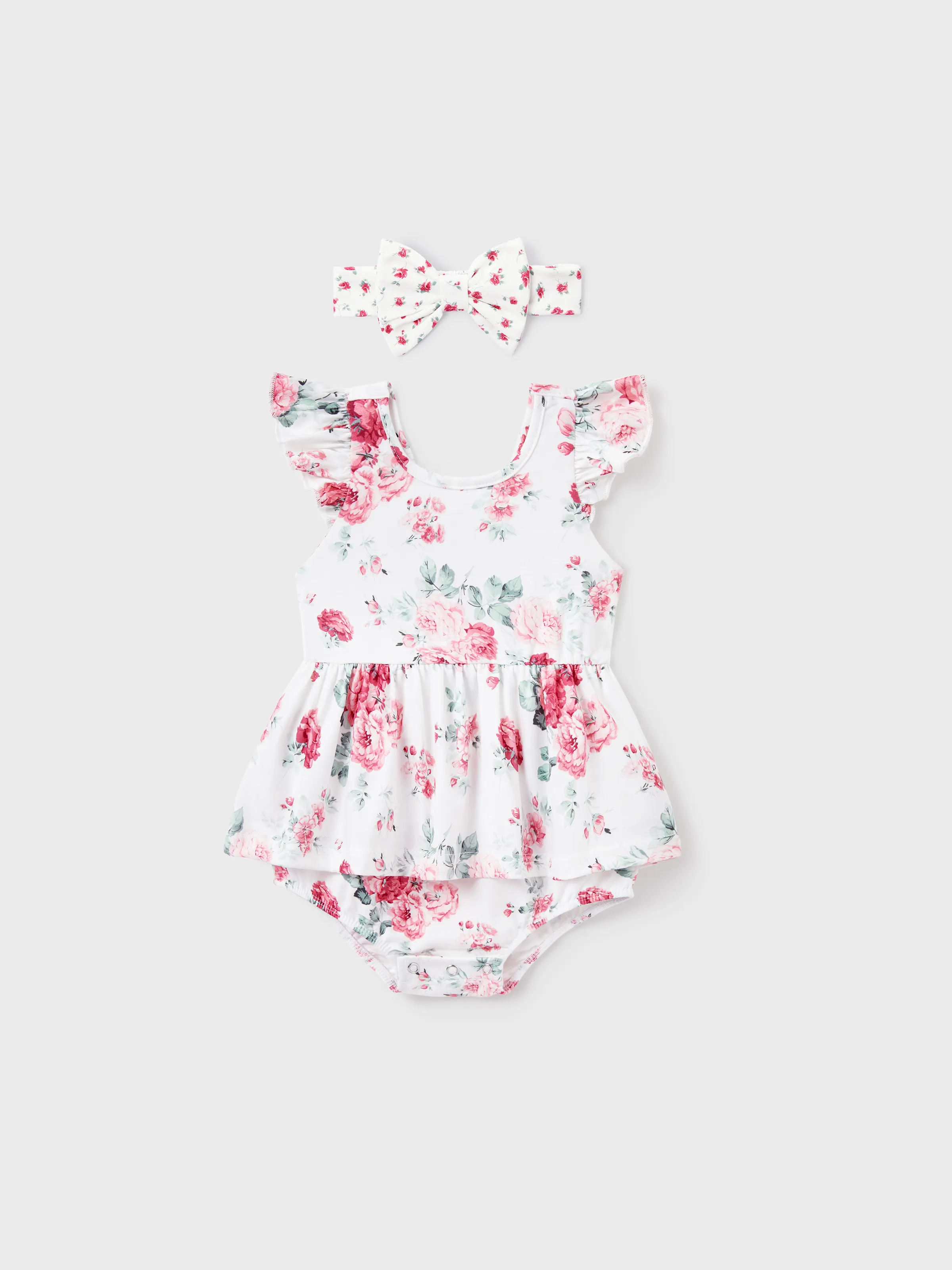 Mommy and Me Family Matching Outfits Set Solid Color Short-sleeve Polo Collar Shirt or Flower Print Hollow out Dress Pink - Image 17