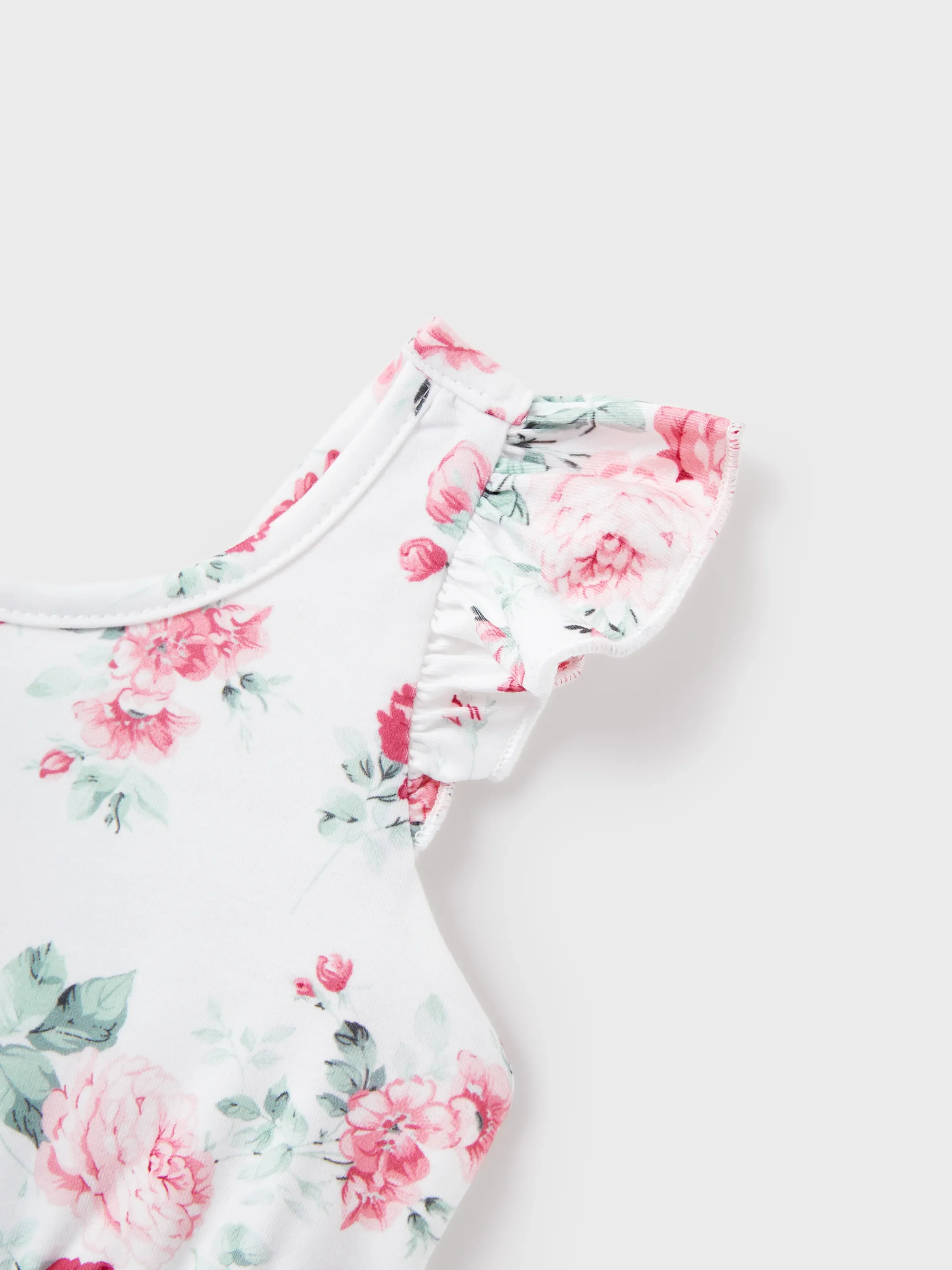 Mommy and Me Family Matching Outfits Set Solid Color Short-sleeve Polo Collar Shirt or Flower Print Hollow out Dress Pink - Image 20