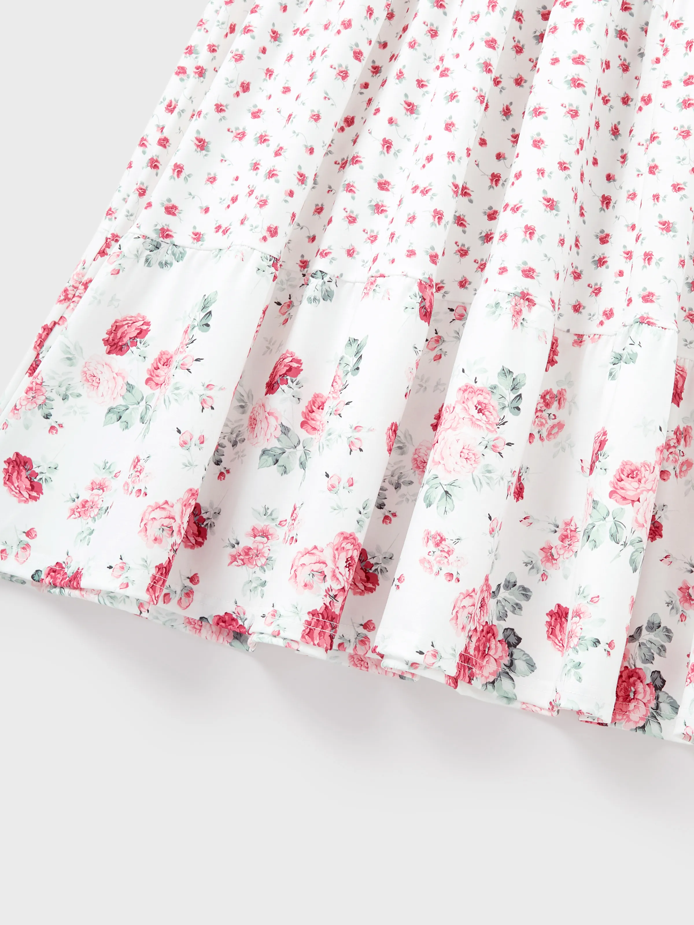 Mommy and Me Family Matching Outfits Set Solid Color Short-sleeve Polo Collar Shirt or Flower Print Hollow out Dress Pink - Image 9