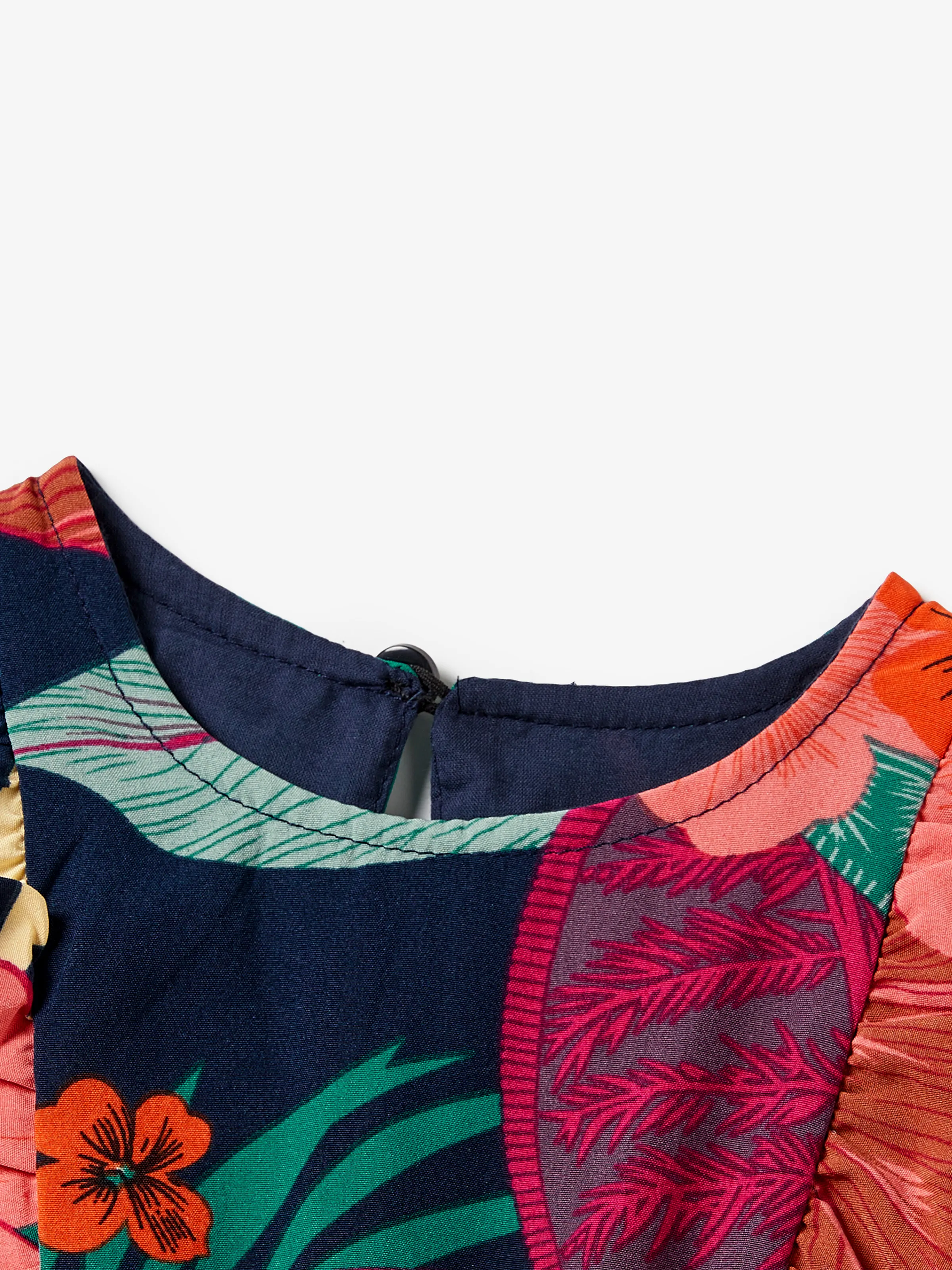 Mommy and Me Family Matching Sets Floral Panel Black tee and V-neck Strap Dress with Hidden Snap Deep Blue - Image 19