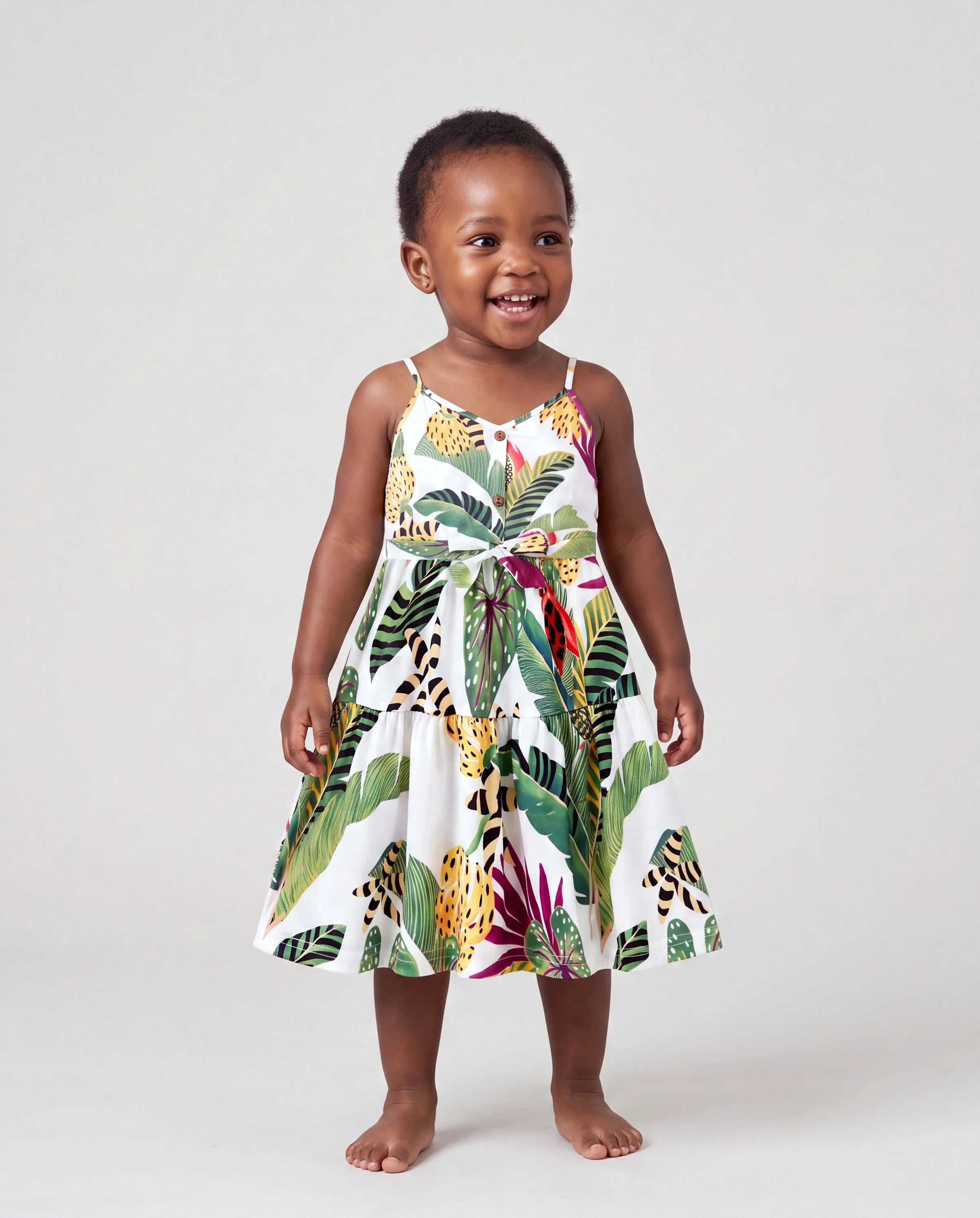 Mommy and Me Family Matching Tropical Floral Print Short-sleeve Top or Camisole Dress Set Multi-color - Image 3
