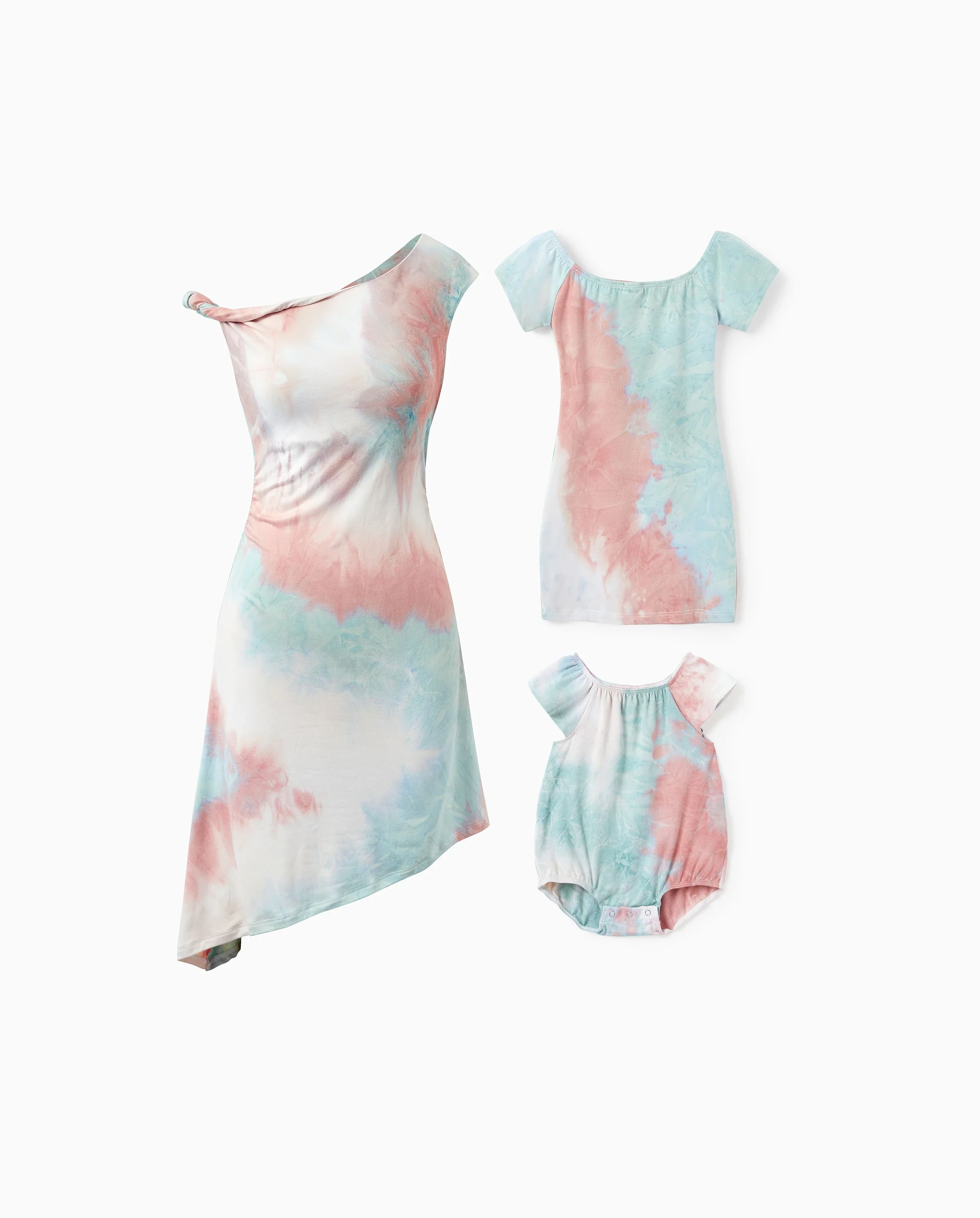 Mommy and Me Matching Tie Dye Dress Set for Women, Girls & Baby Romper
 Multi-color - Image 8