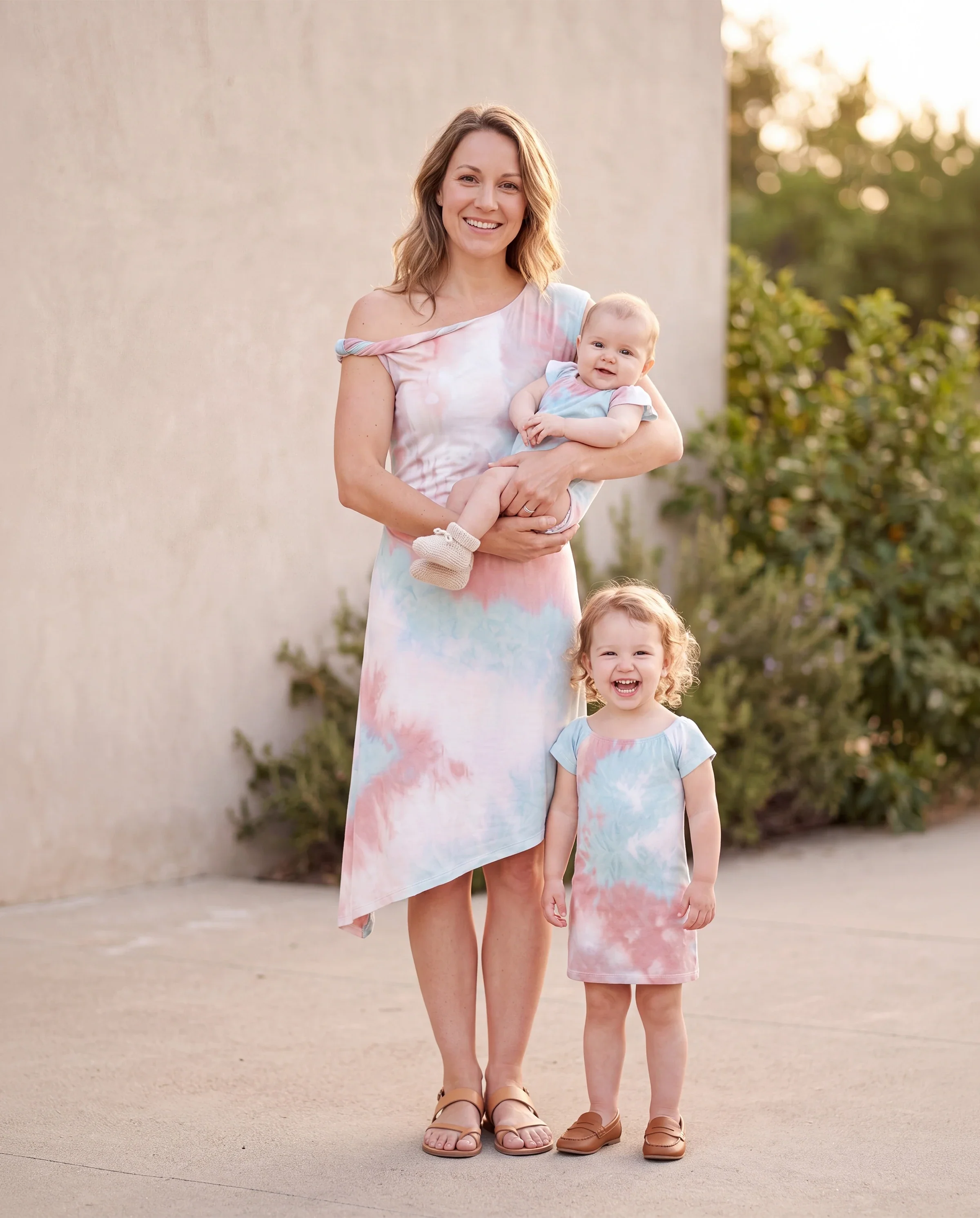 Mommy and Me Matching Tie Dye Dress Set for Women, Girls & Baby Romper
 Multi-color - Image 9