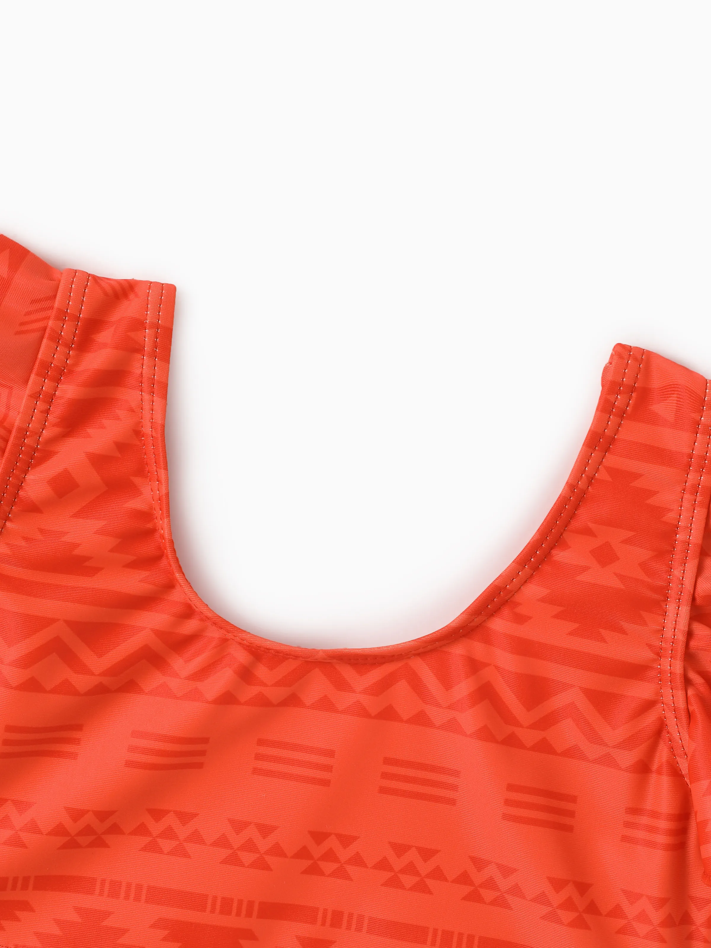 Mommy & Me Tropical Floral Print Ruffle Trim Bikini with Optional Beach Cover-Up Dress Orange - Image 11
