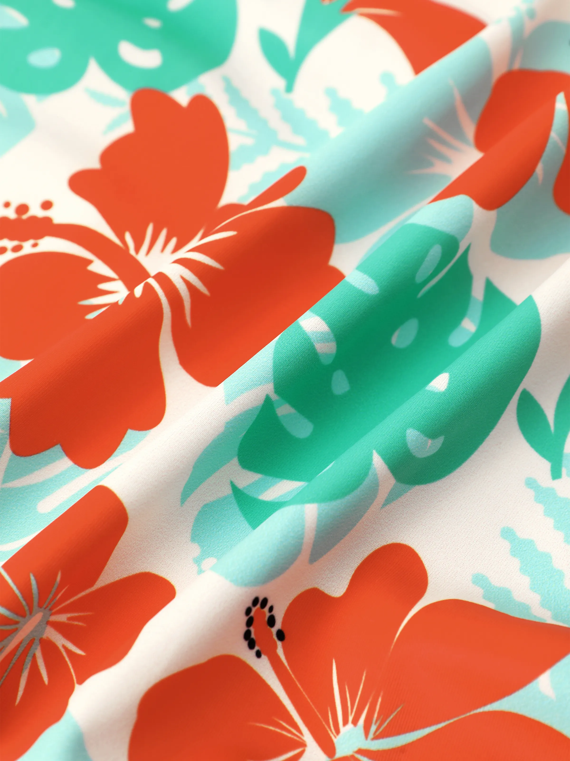 Mommy & Me Tropical Floral Print Ruffle Trim Bikini with Optional Beach Cover-Up Dress Orange - Image 17