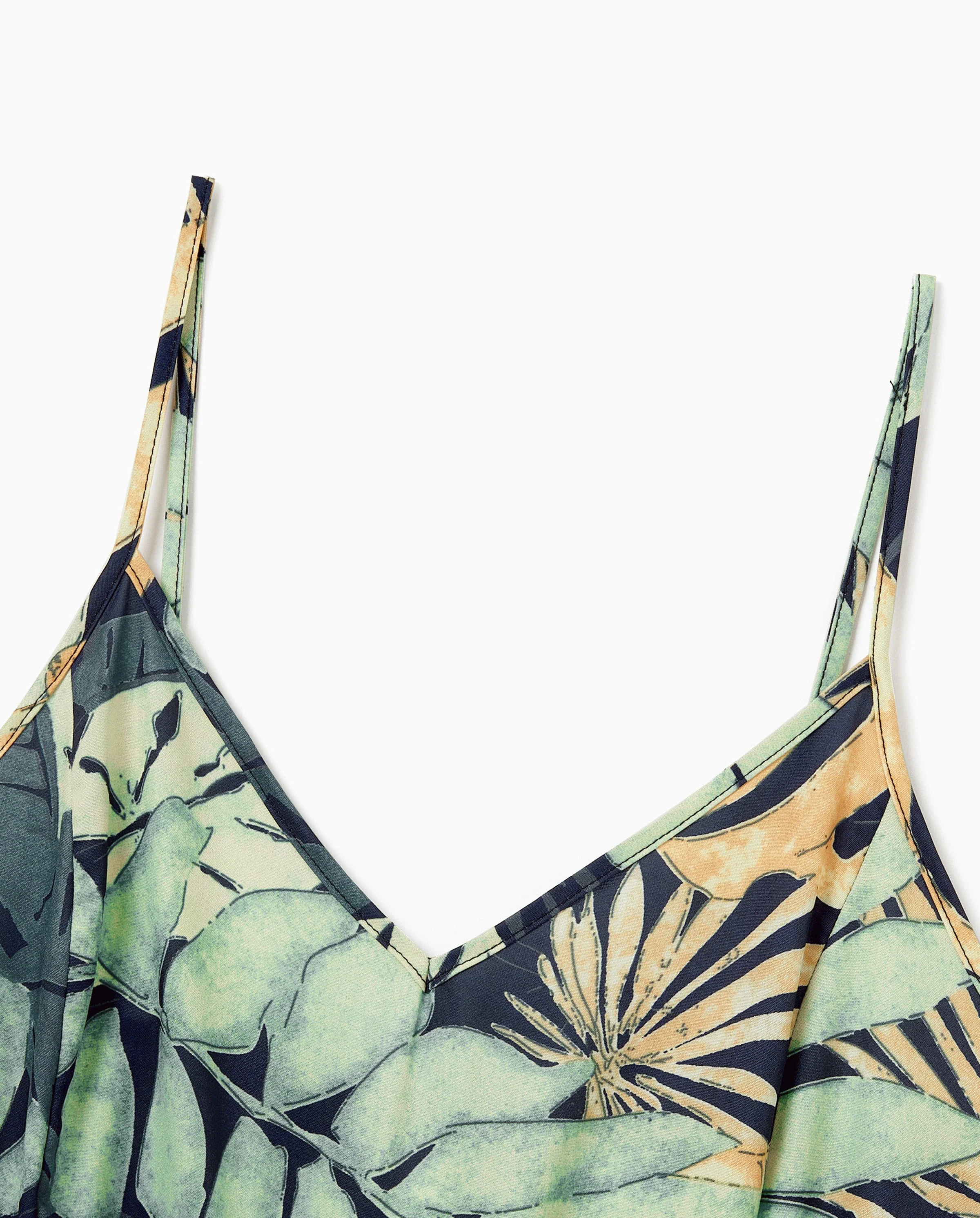 Mommy and Me Tropical Leaf Print Jumpsuit Set, Spaghetti Strap Belted Matching Outfits for Summer Beach Vacation Tibetan blue - Image 7