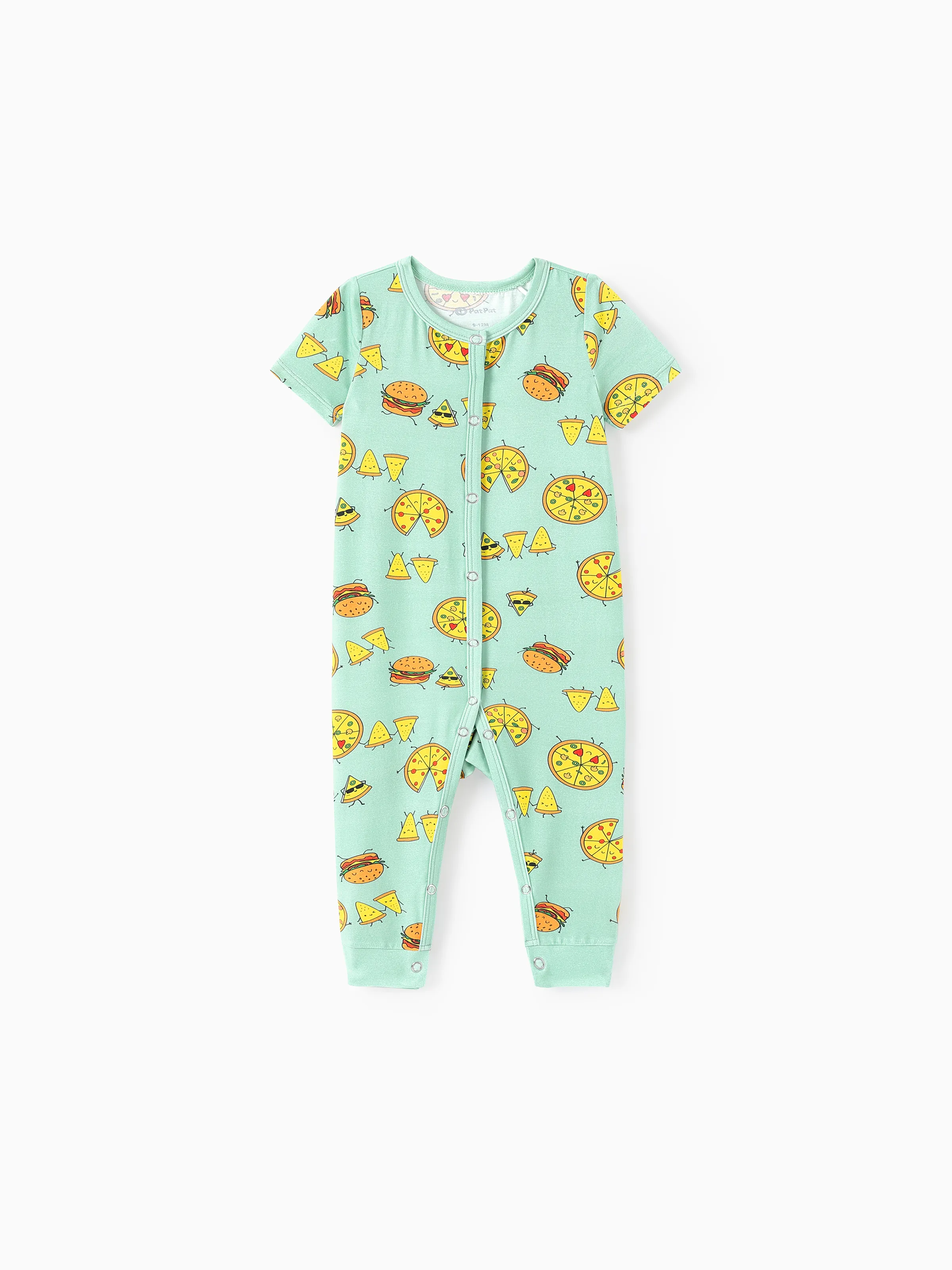 Mommy & me Bamboo Family Mint Green PJs Cute Cartoon Food Theme Print Short Sleeve & Long Pants Sleepwear Matching Pajama set (Snug-Fitting for Children) Light Blue - Image 13
