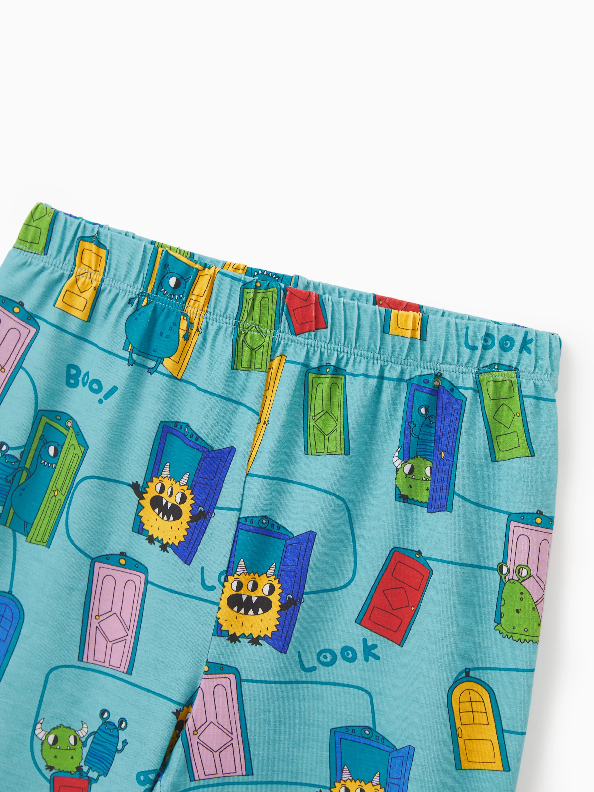 Mommy & me Bamboo Family Pajamas Cartoon Print Short-sleeve Matching Pajama set ( Snug-Fitting for Children ) Green - Image 11