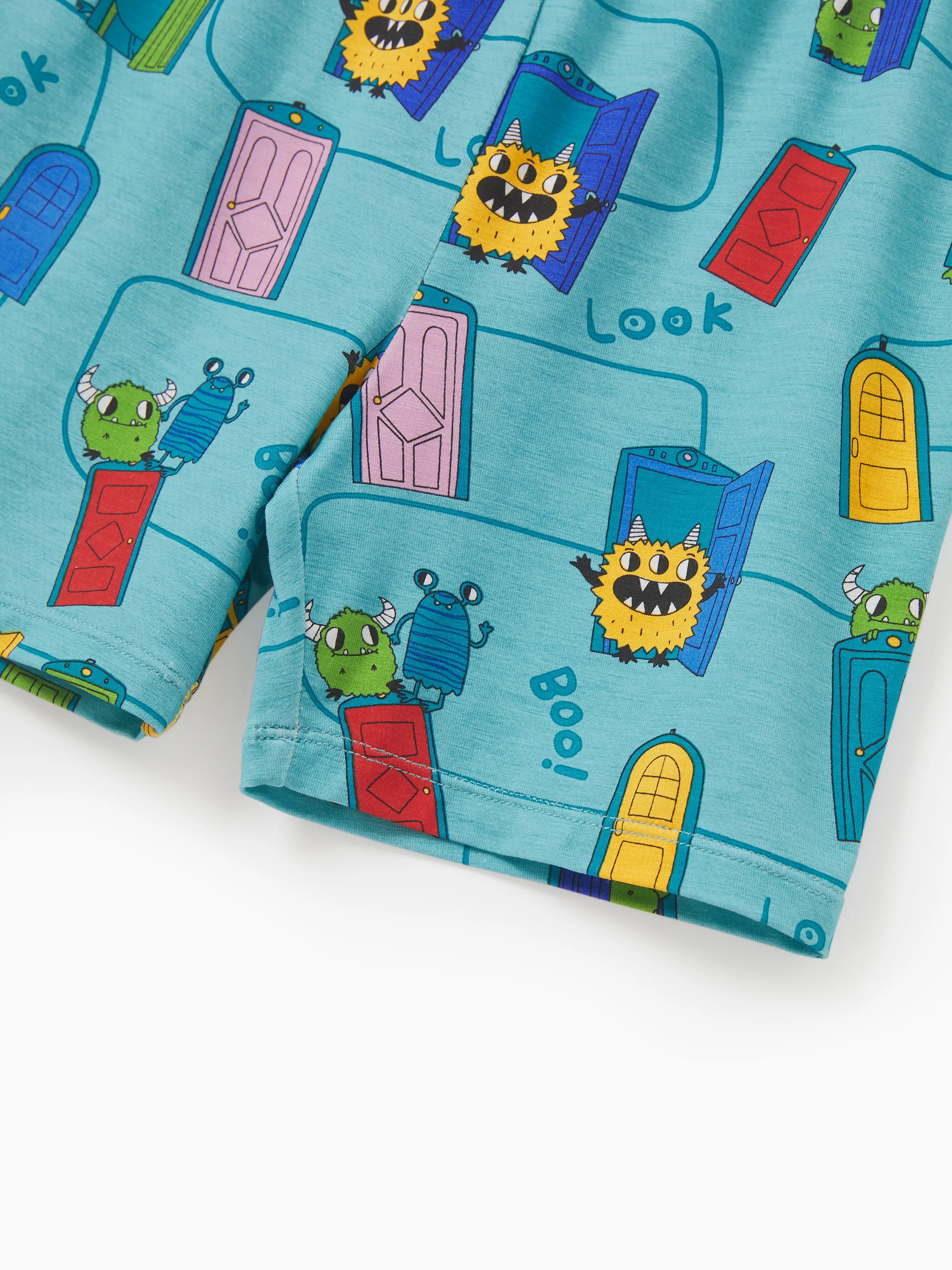 Mommy & me Bamboo Family Pajamas Cartoon Print Short-sleeve Matching Pajama set ( Snug-Fitting for Children ) Green - Image 12