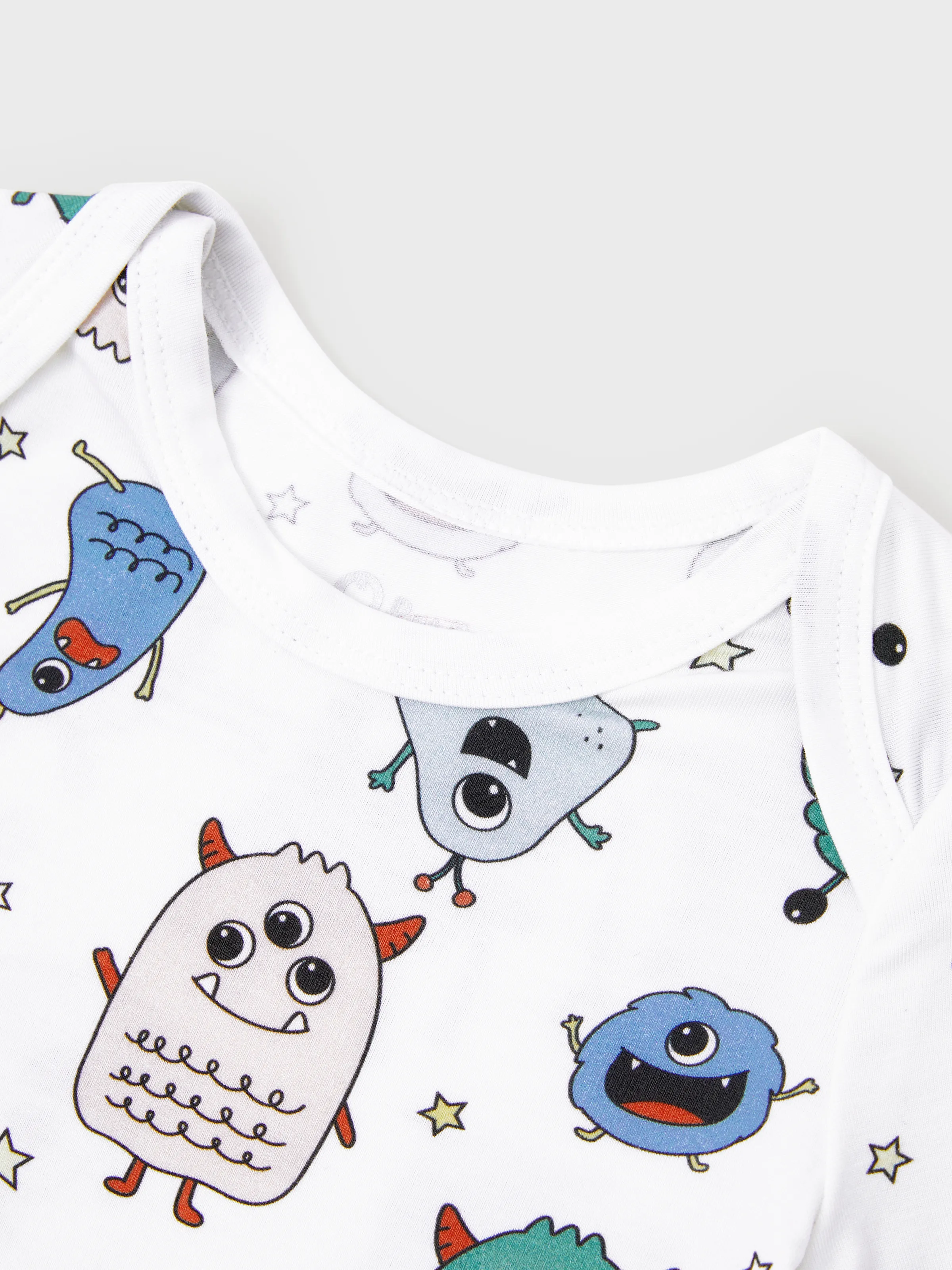 Mommy & me Bamboo Family Pajamas Cute Little Monster Print Short-sleeve Matching Pajama Set ( Snug-Fitting for Children ) White - Image 15