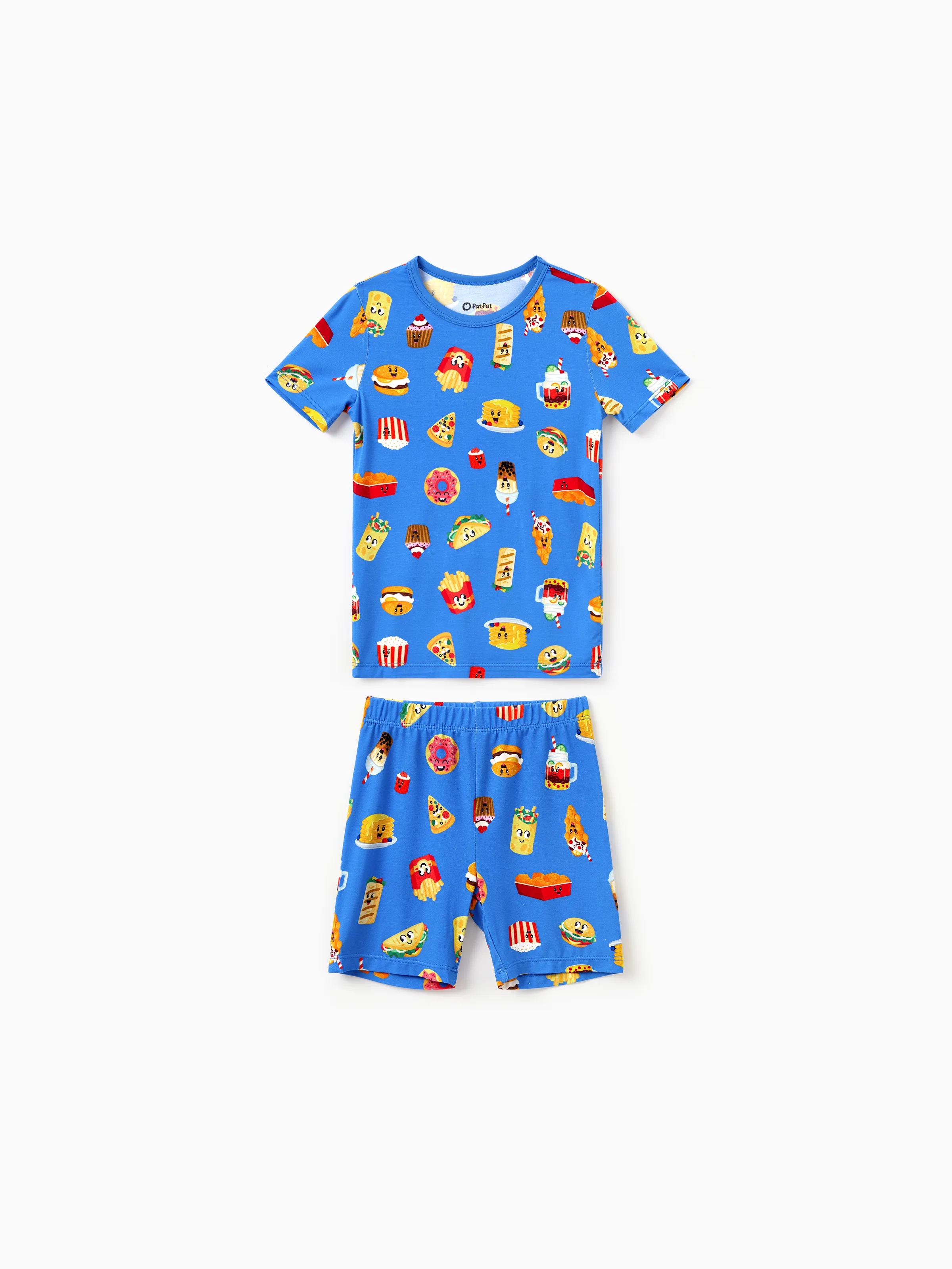 Mommy & me Bamboo Pajamas Buttery Soft Bamboo PJs for Men Women Kids Toddler, Cute Burger & Fries Print Short Sleeve Sleepwear (Snug-Fitting for Children) Royal Blue - Image 13
