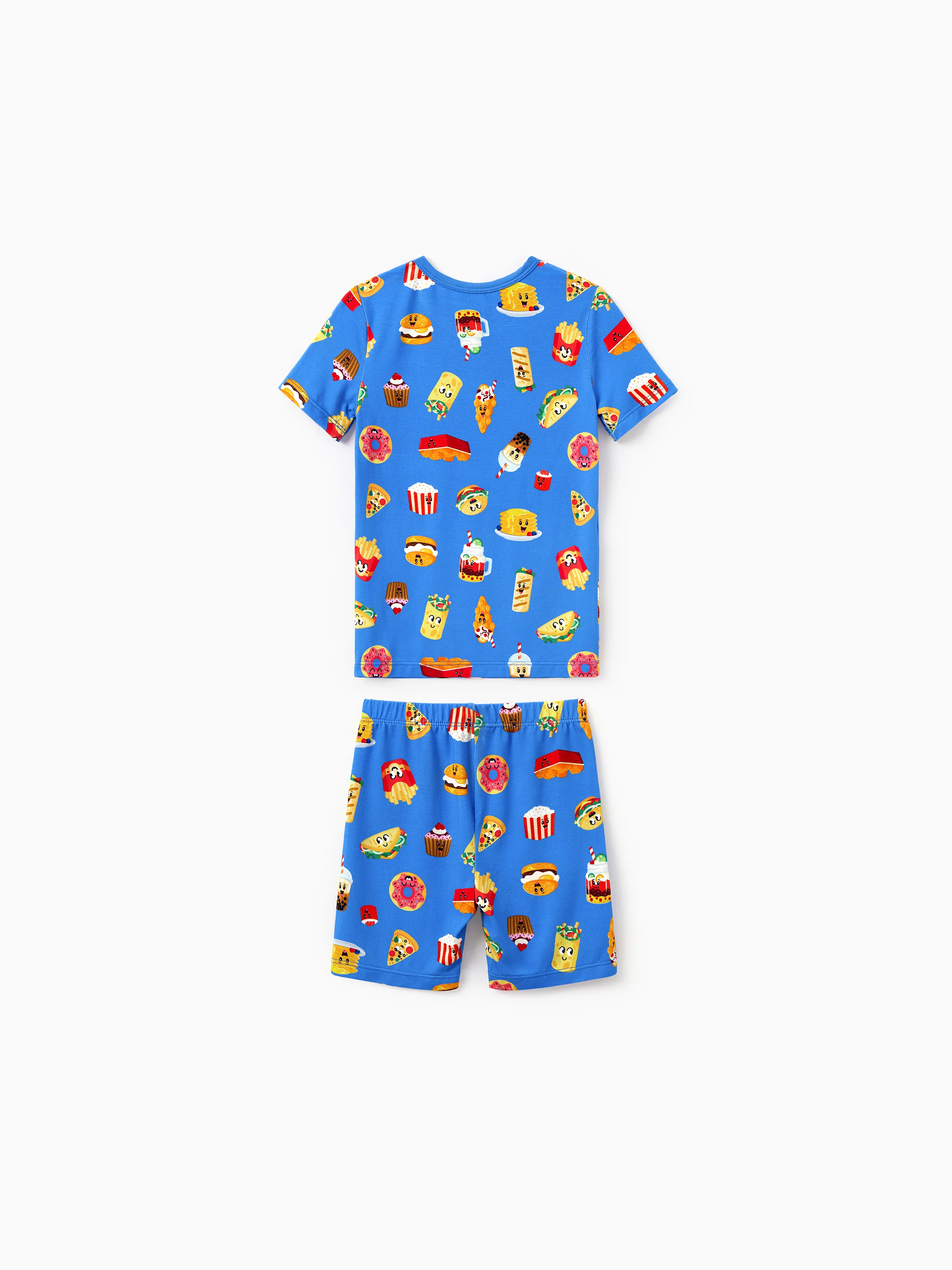 Mommy & me Bamboo Pajamas Buttery Soft Bamboo PJs for Men Women Kids Toddler, Cute Burger & Fries Print Short Sleeve Sleepwear (Snug-Fitting for Children) Royal Blue - Image 14