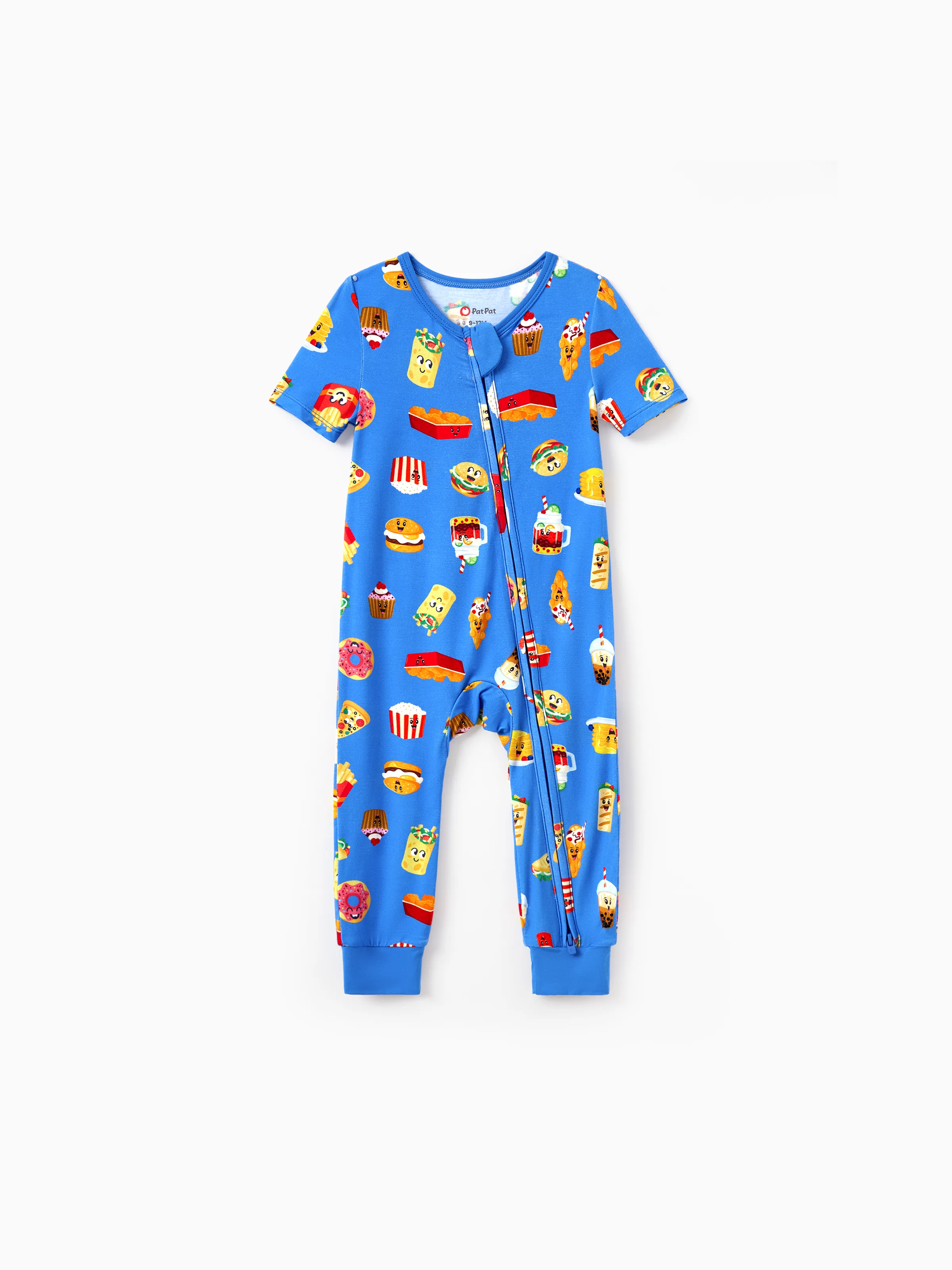 Mommy & me Bamboo Pajamas Buttery Soft Bamboo PJs for Men Women Kids Toddler, Cute Burger & Fries Print Short Sleeve Sleepwear (Snug-Fitting for Children) Royal Blue - Image 20