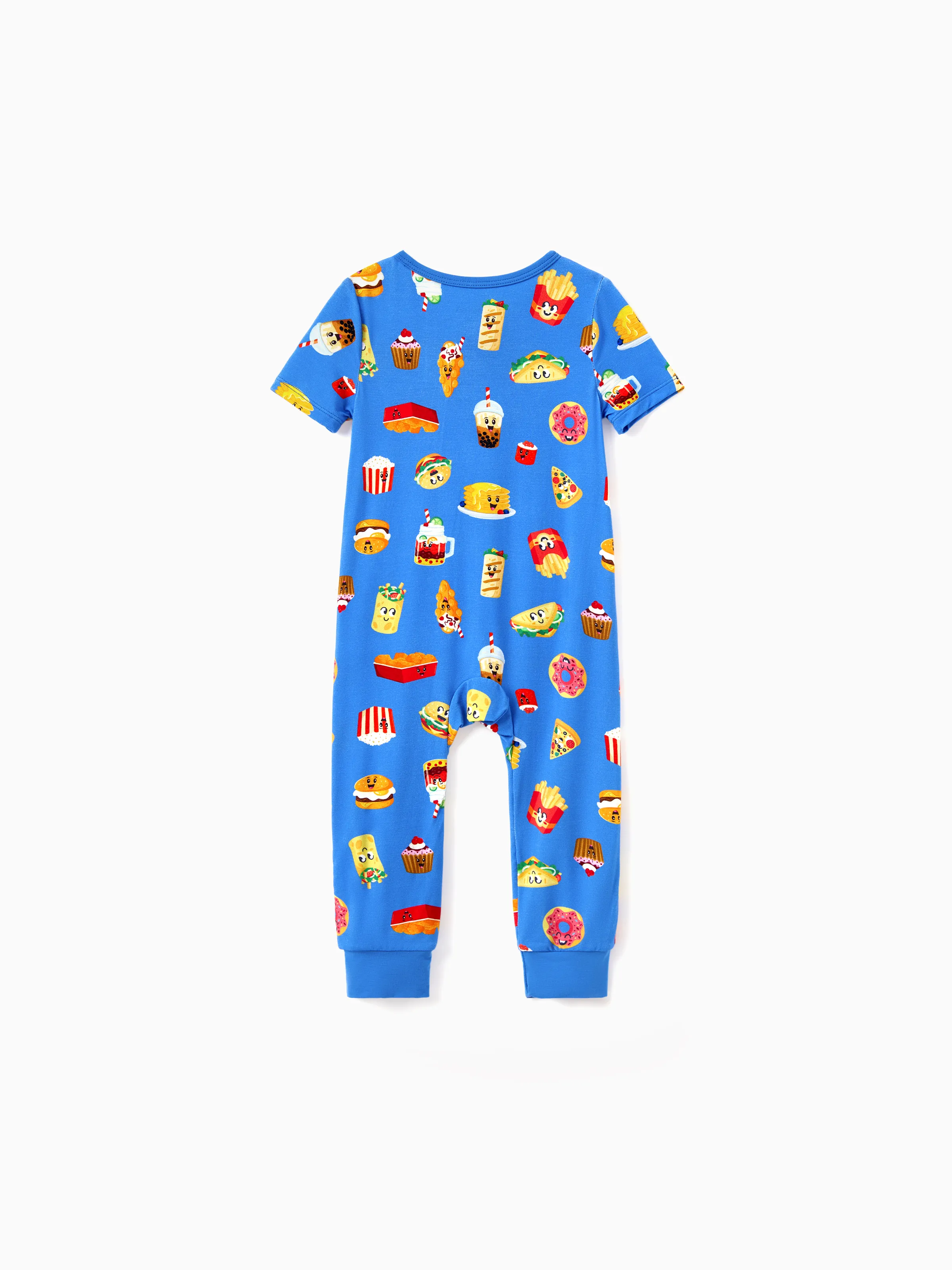 Mommy & me Bamboo Pajamas Buttery Soft Bamboo PJs for Men Women Kids Toddler, Cute Burger & Fries Print Short Sleeve Sleepwear (Snug-Fitting for Children) Royal Blue - Image 21