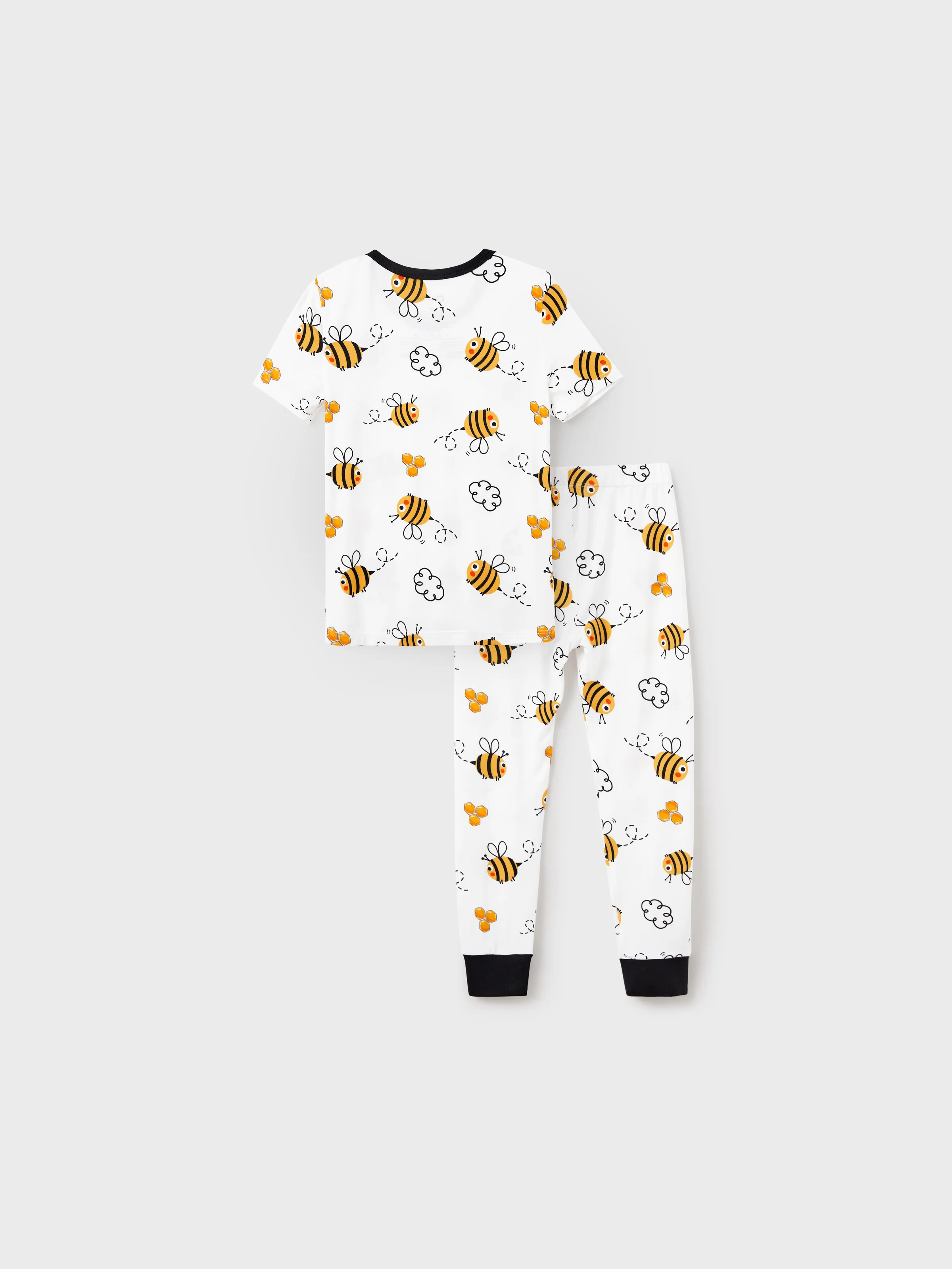 Mommy & me Bamboo Pajamas Soft Bamboo Viscose PJs for Men Women Kids Toddler, Cute Bee Print Sleepwear with Short Sleeve Top and Long Pants White - Image 14