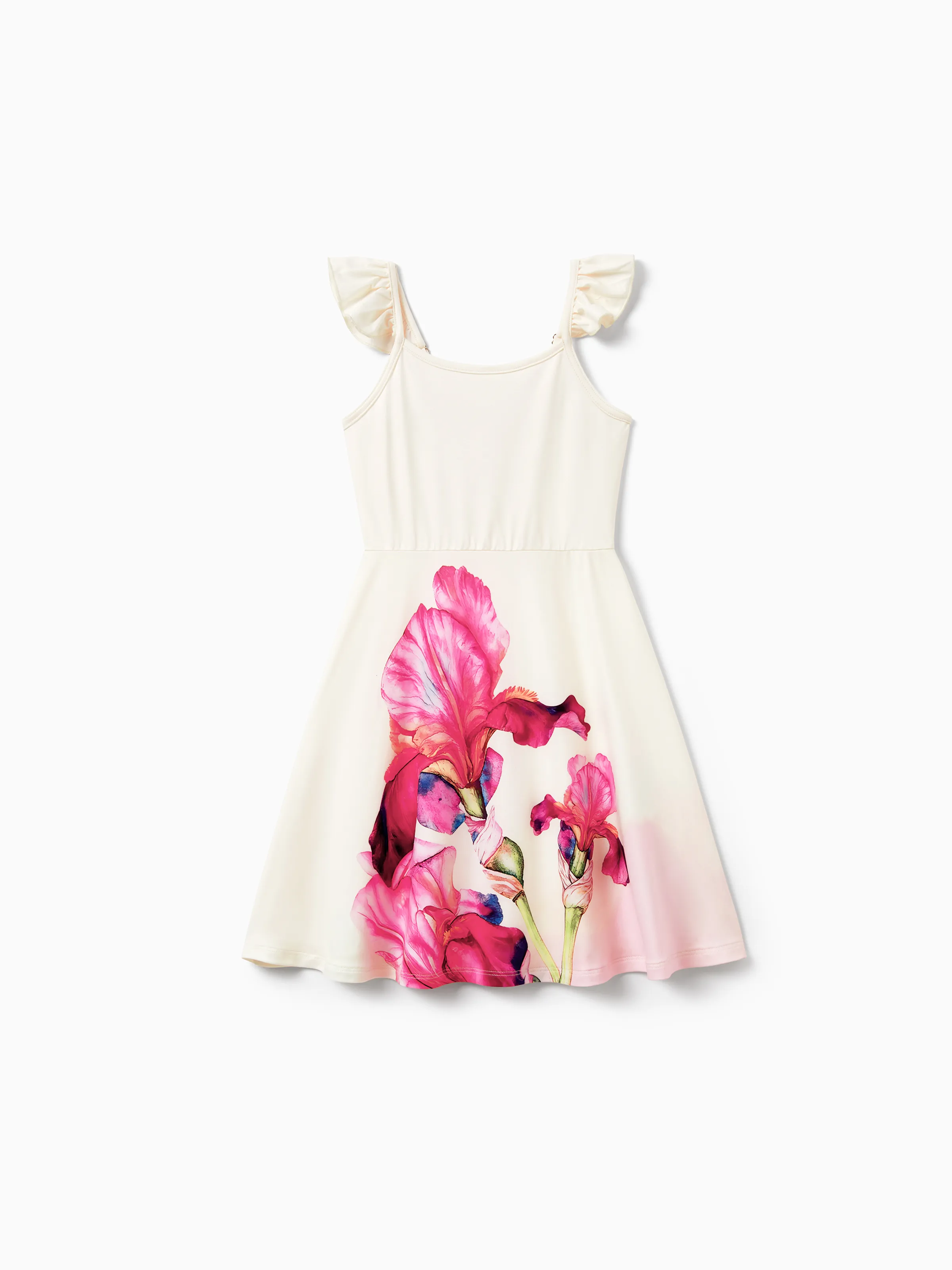 Mommy & me Casual Outfit Floral Print T-shirt or Halter Dress Summer Set for Vacation Apricot - Image 10