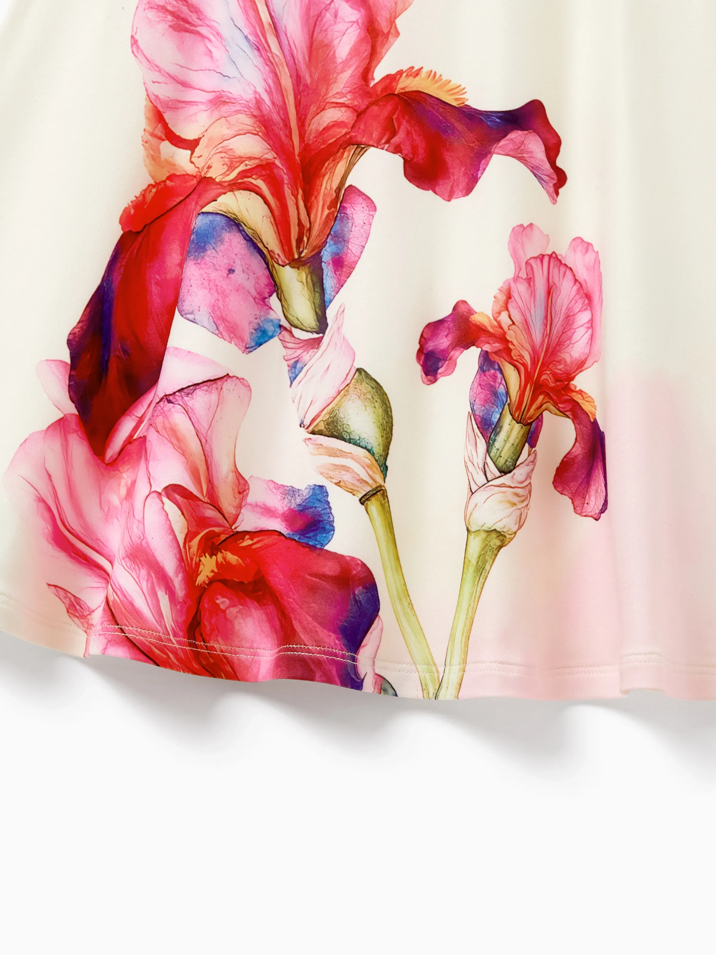 Mommy & me Casual Outfit Floral Print T-shirt or Halter Dress Summer Set for Vacation Apricot - Image 16