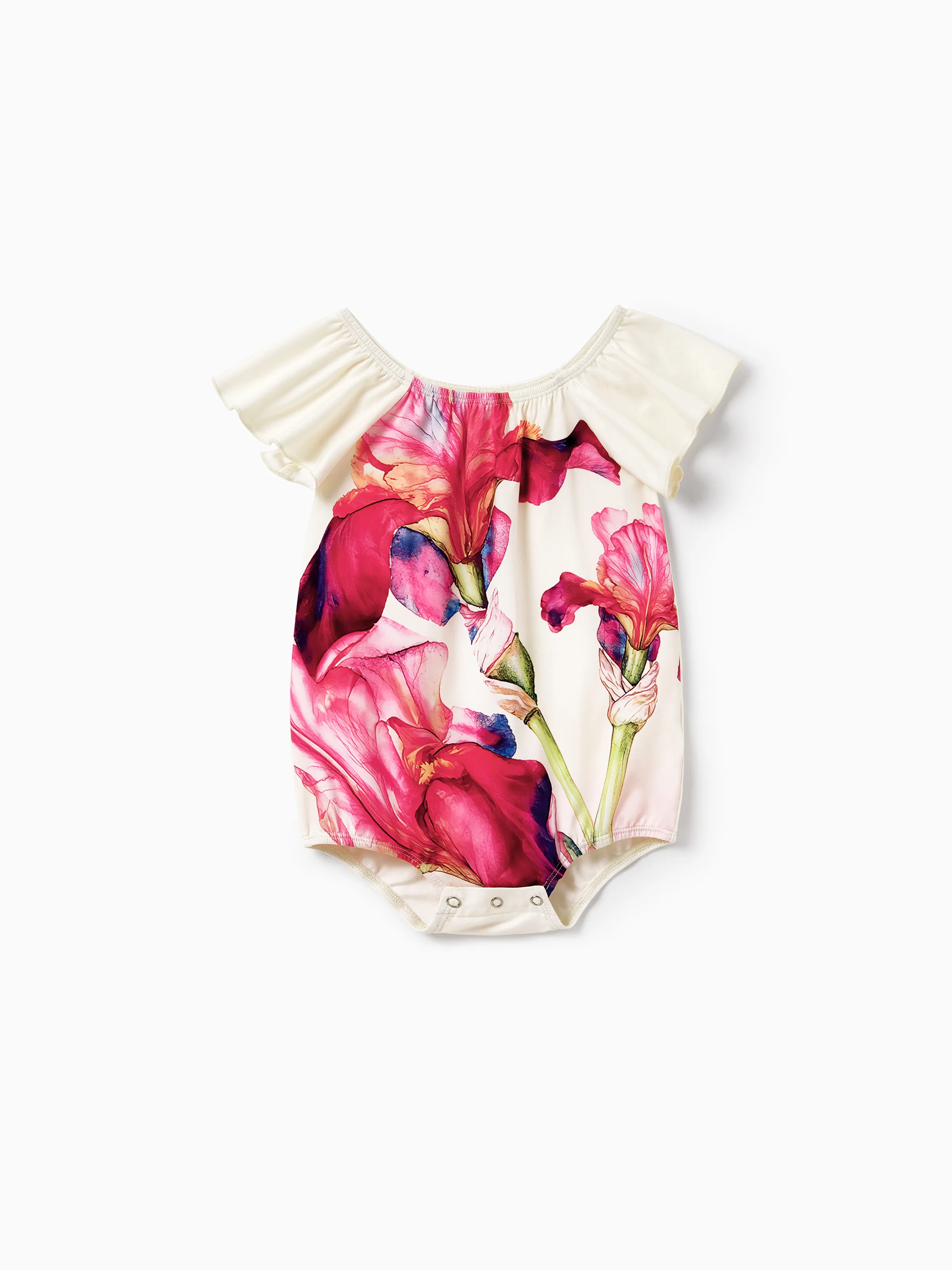 Mommy & me Casual Outfit Floral Print T-shirt or Halter Dress Summer Set for Vacation Apricot - Image 17