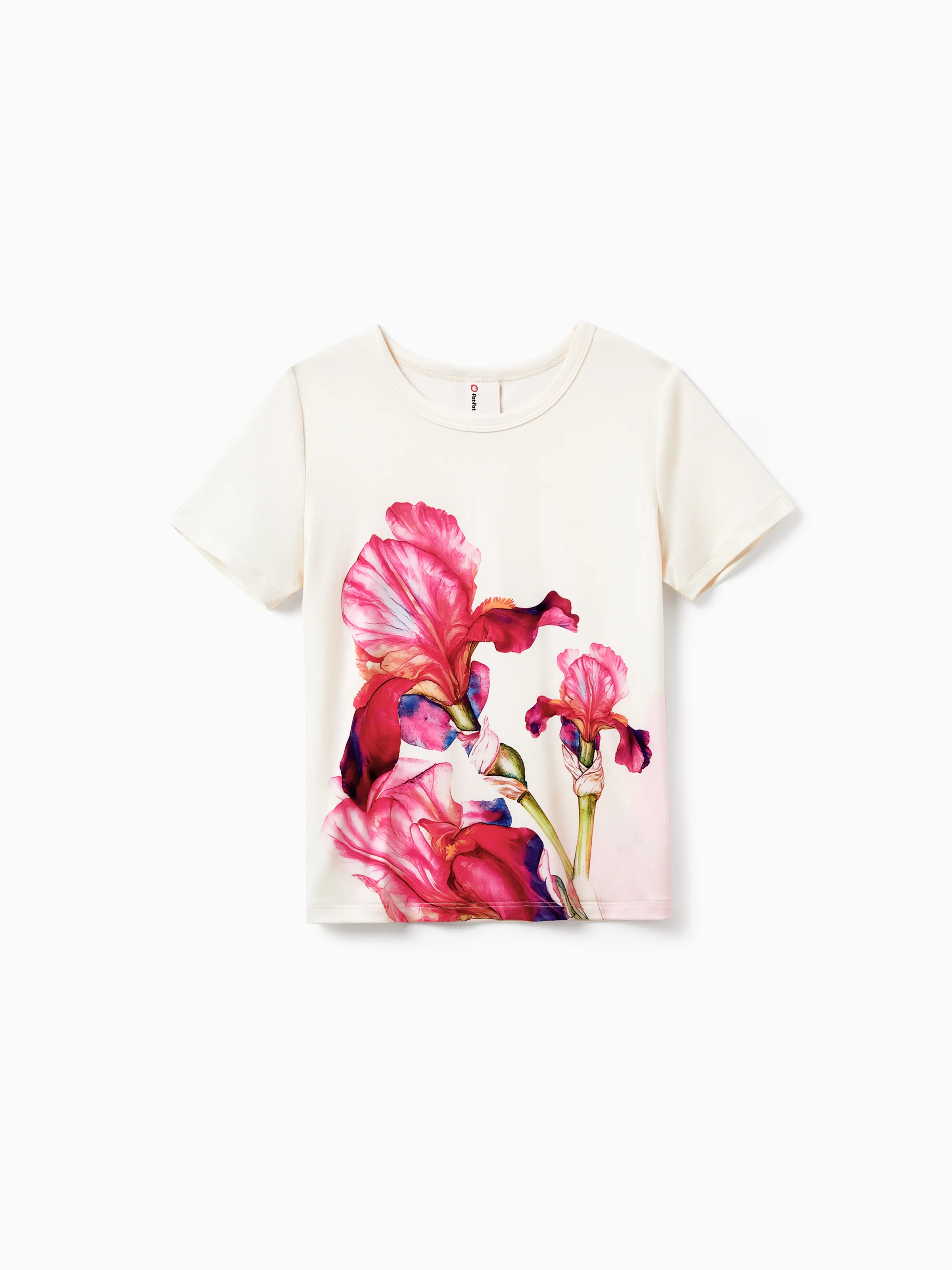 Mommy & me Casual Outfit Floral Print T-shirt or Halter Dress Summer Set for Vacation Apricot - Image 24