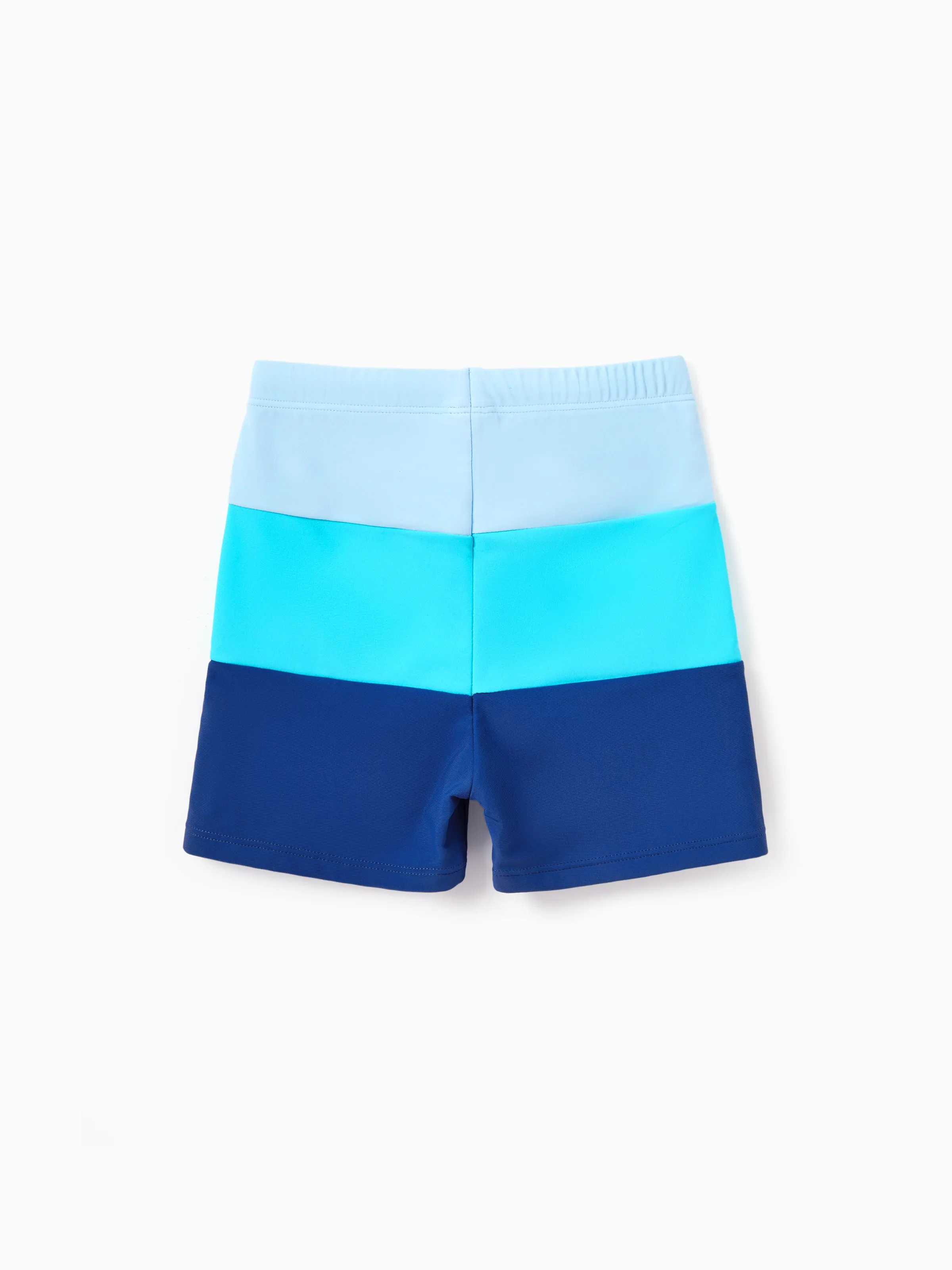Mommy & me Color Block Swimsuits One Shoulder Swim Dress / Swim Trunks Set Blue - Image 14