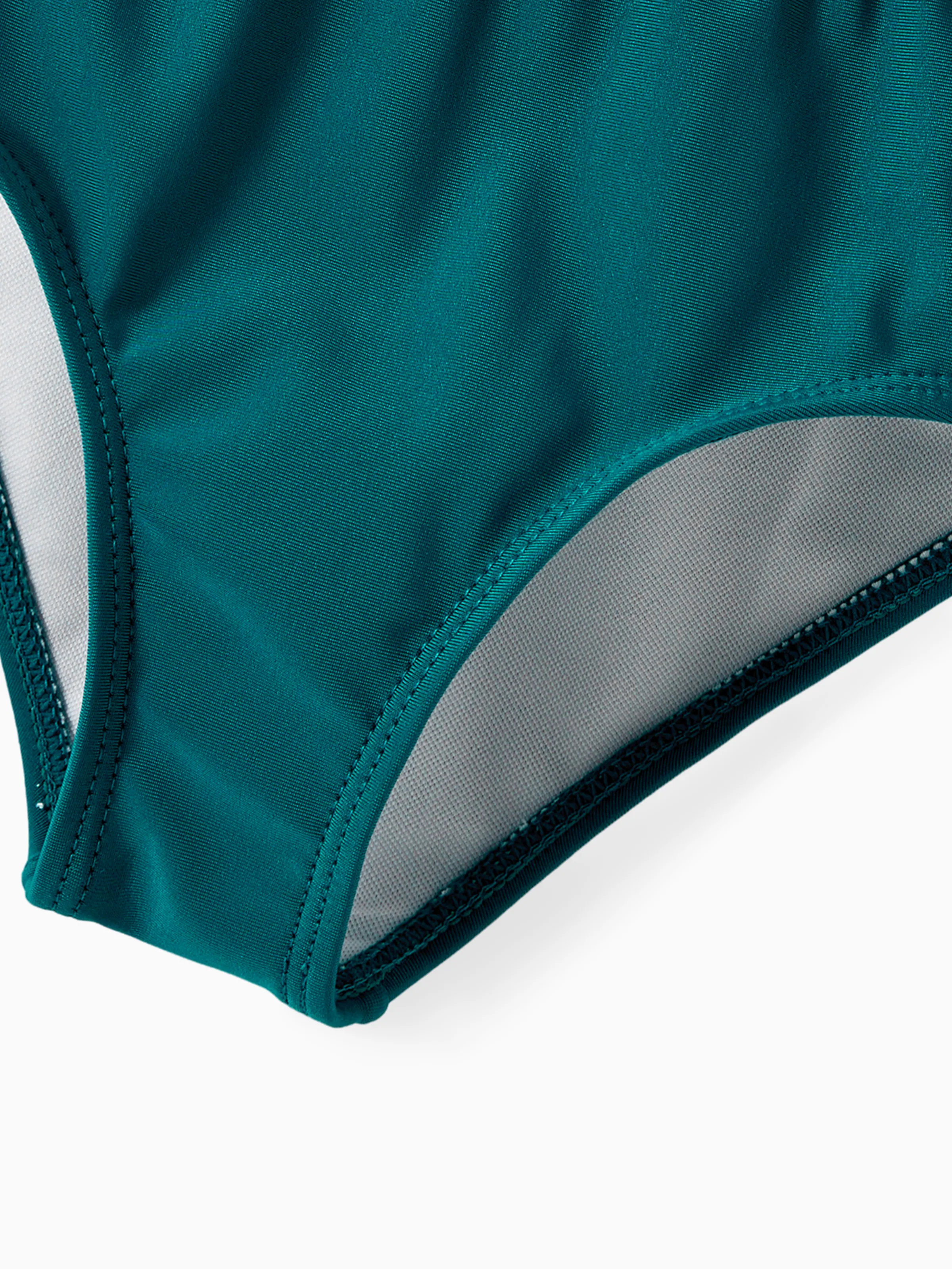 Mommy & me Colorblock One Shoulder Cut Out One-piece Swimsuit DeepTurquoise - Image 7