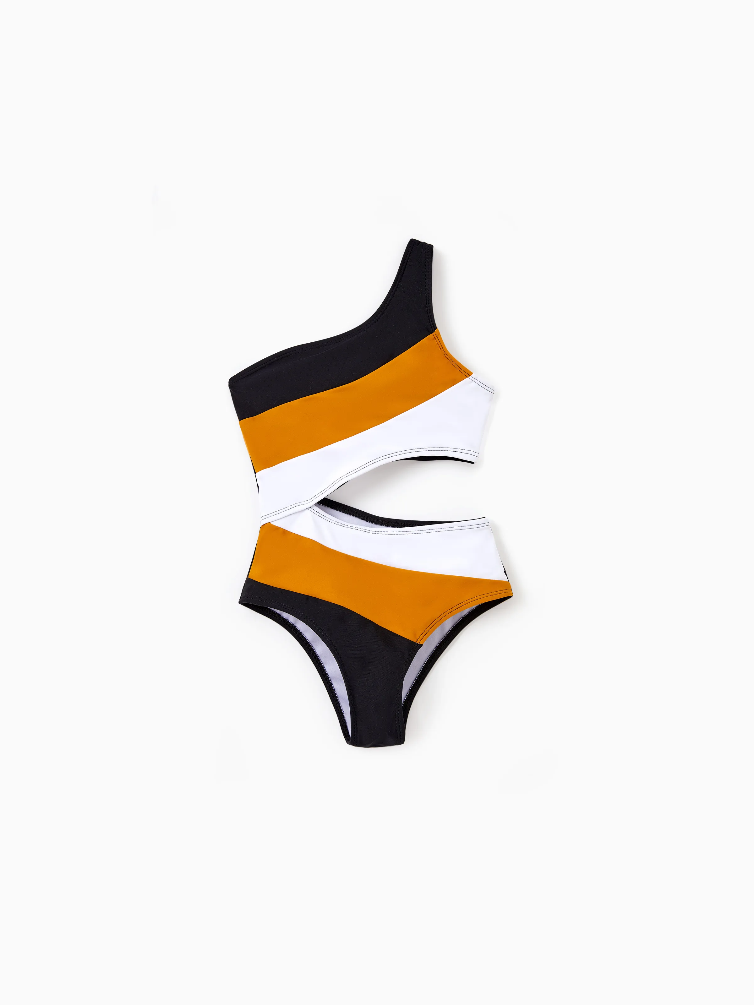 Mommy & me Colorblock Cut Out Waist One-Shoulder One-piece Swimsuit Multi-color - Image 7