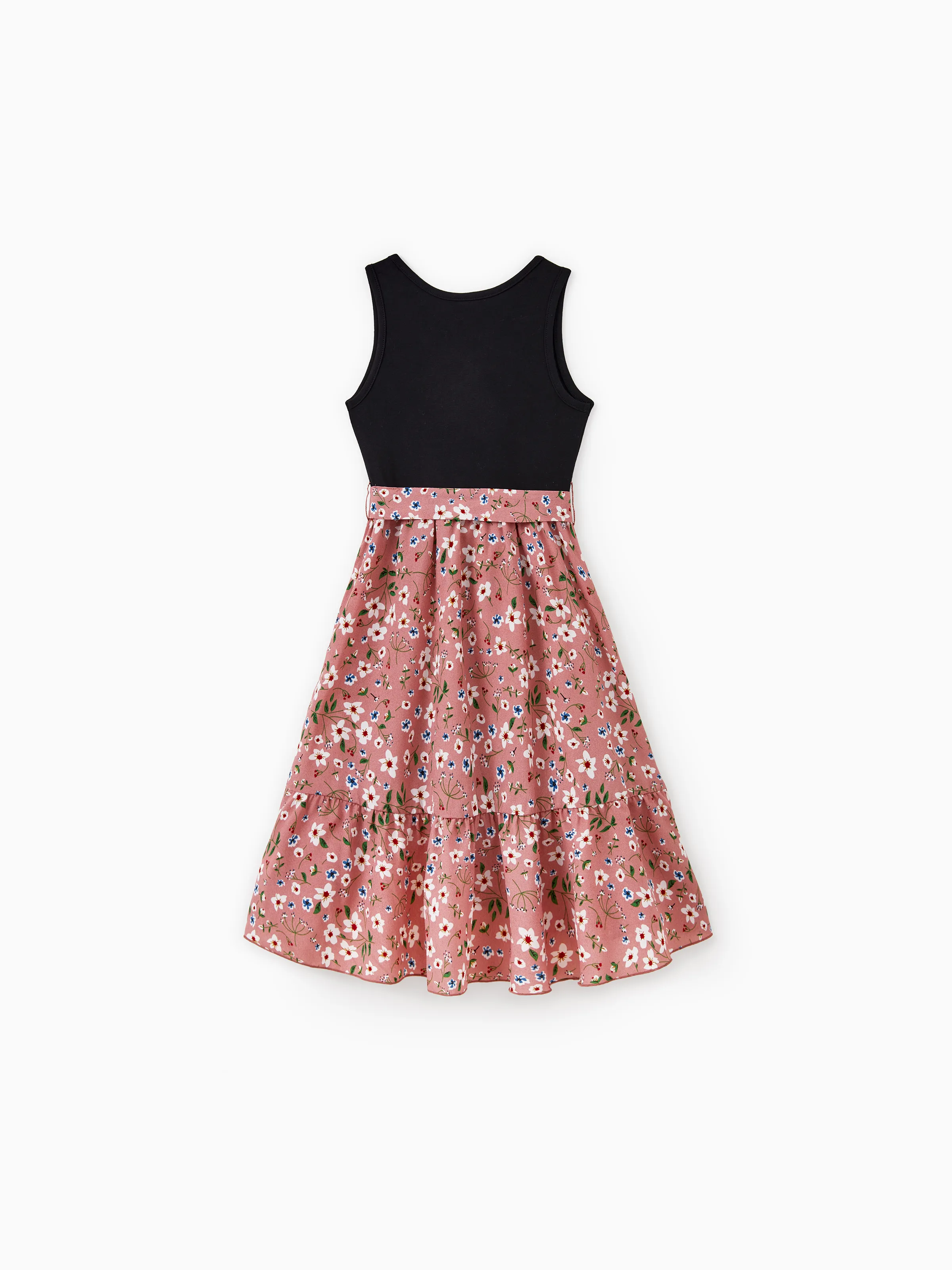 Mommy & me Cotton T-Shirt & Dress Set Daddy / Mini Print Black Tee for Dad and boy, Floral Print splicing Dress for Mom, girl and Baby, Perfect for Summer Family Outings Black - Image 10