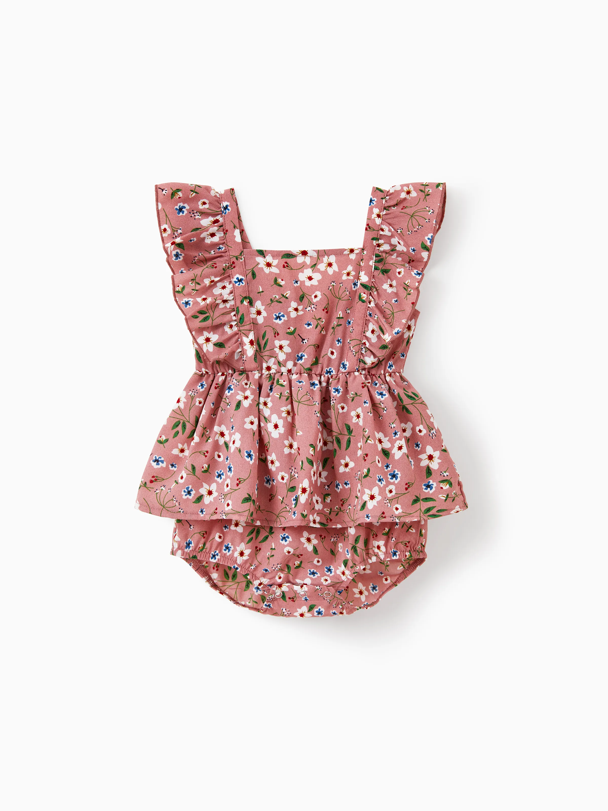 Mommy & me Cotton T-Shirt & Dress Set Daddy / Mini Print Black Tee for Dad and boy, Floral Print splicing Dress for Mom, girl and Baby, Perfect for Summer Family Outings Black - Image 14