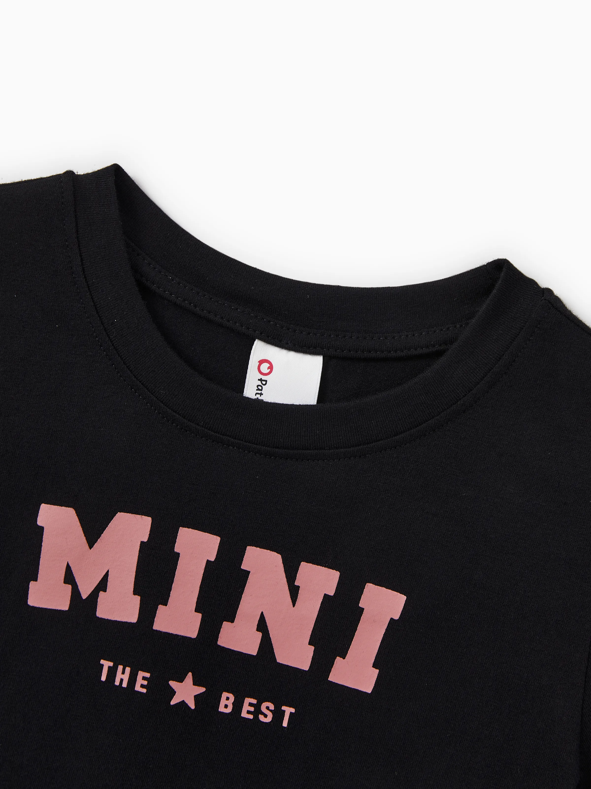 Mommy & me Cotton T-Shirt & Dress Set Daddy / Mini Print Black Tee for Dad and boy, Floral Print splicing Dress for Mom, girl and Baby, Perfect for Summer Family Outings Black - Image 21