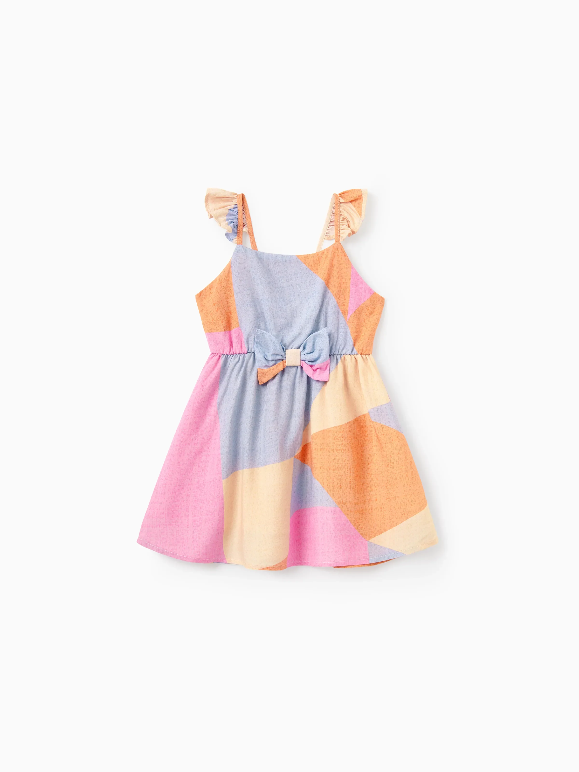 Mommy & me Outfits Set Colorblock Sleeveless Strappy Dress or Short-sleeve T-shirt Multi-color - Image 18