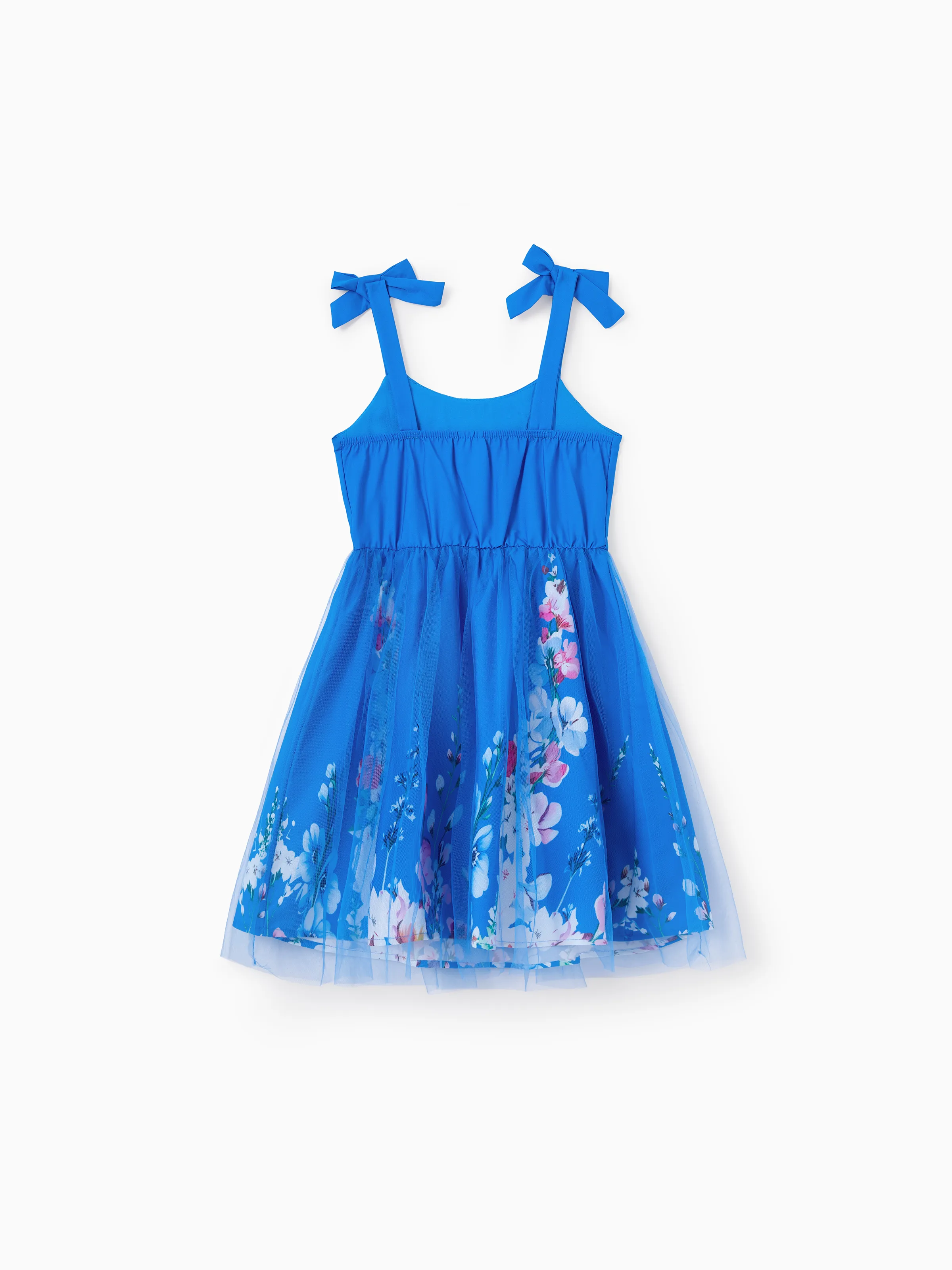 Mommy & me Outfits Set Floral Sleeveless Dress or Short-sleeve T-shirt Blue - Image 9