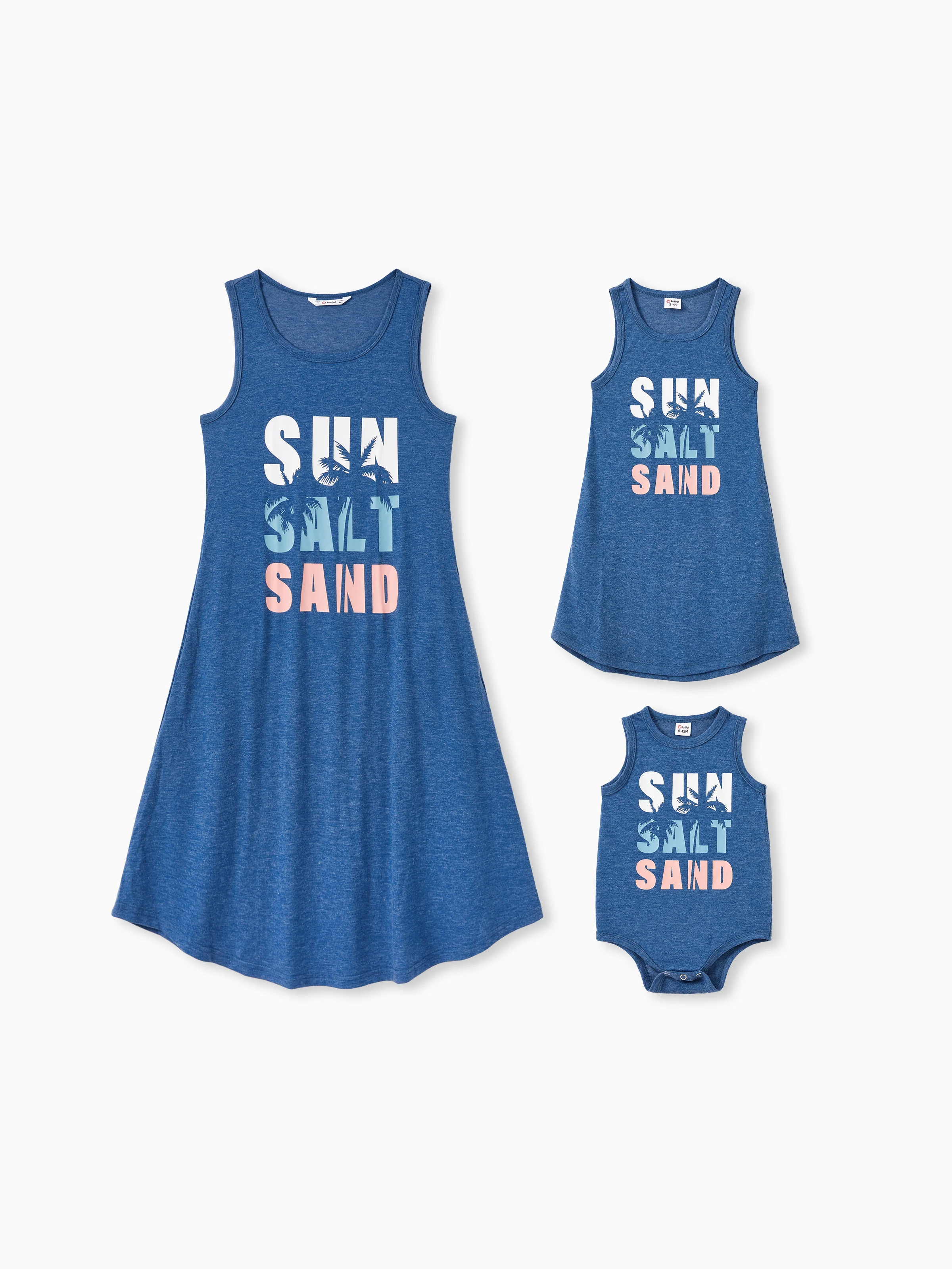 Mommy & me Sets Blue Tank Flowy A-Line Tank Dress with Pockets Blue
