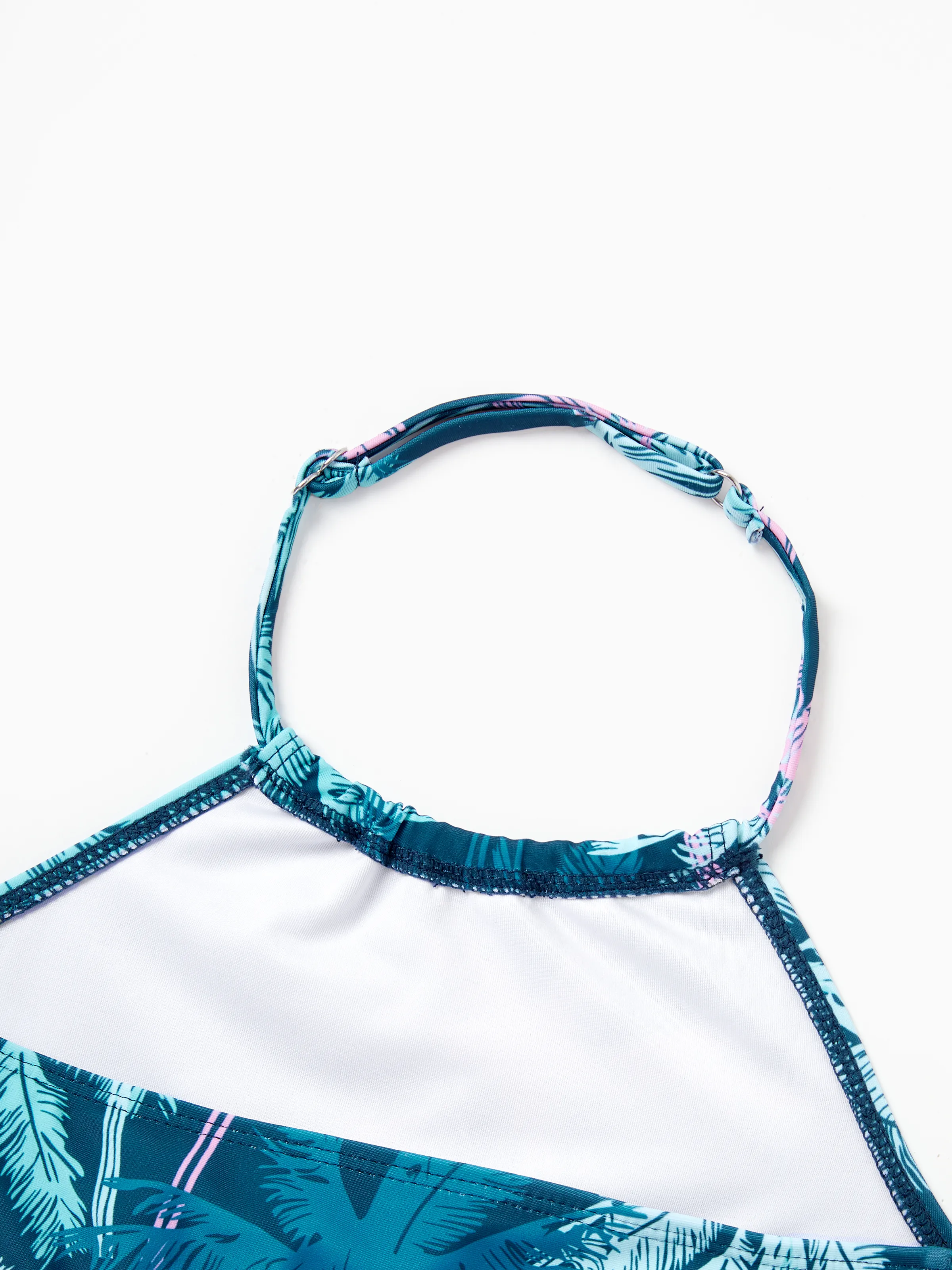 Mommy & me Swimsuits Tropical Palm Tree Print, Mommy and Me Ruffle two-piece Swimsuit, Beach Vacation Swimwear Turquoise - Image 16