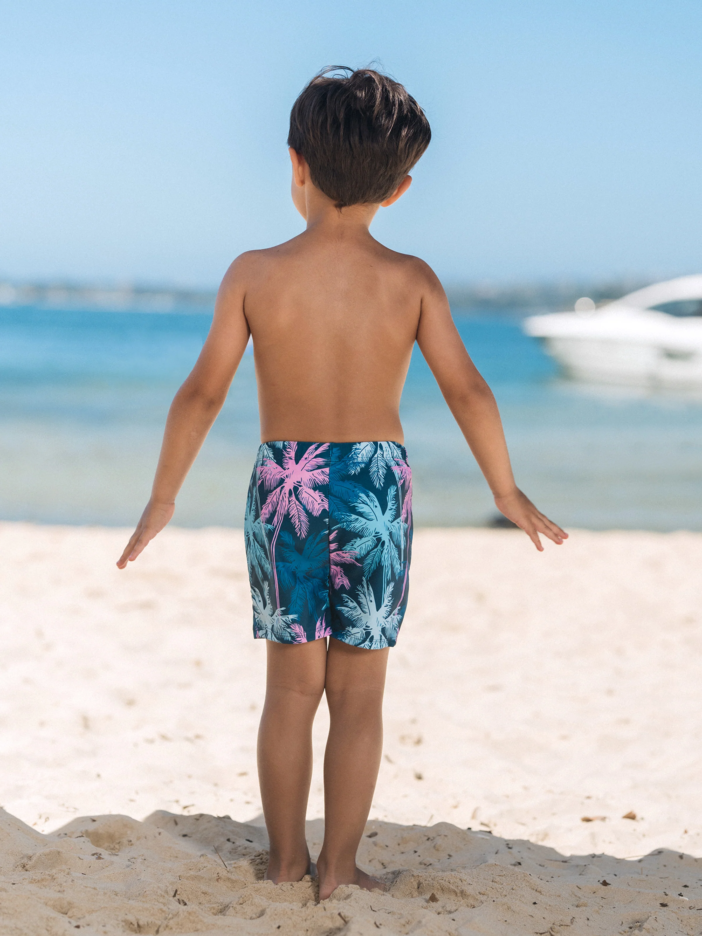 Mommy & me Swimsuits Tropical Palm Tree Print, Mommy and Me Ruffle two-piece Swimsuit, Beach Vacation Swimwear Turquoise - Image 19